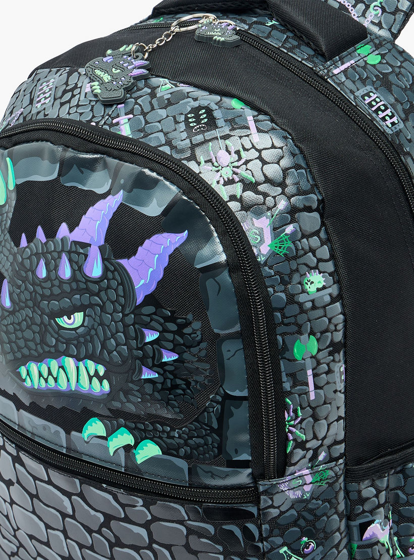 Dragon Print Backpack for Boys 8-13 Years with Padded Shoulder Straps - 17 inches-school-bagsandbackpacks-backpacks-image-4