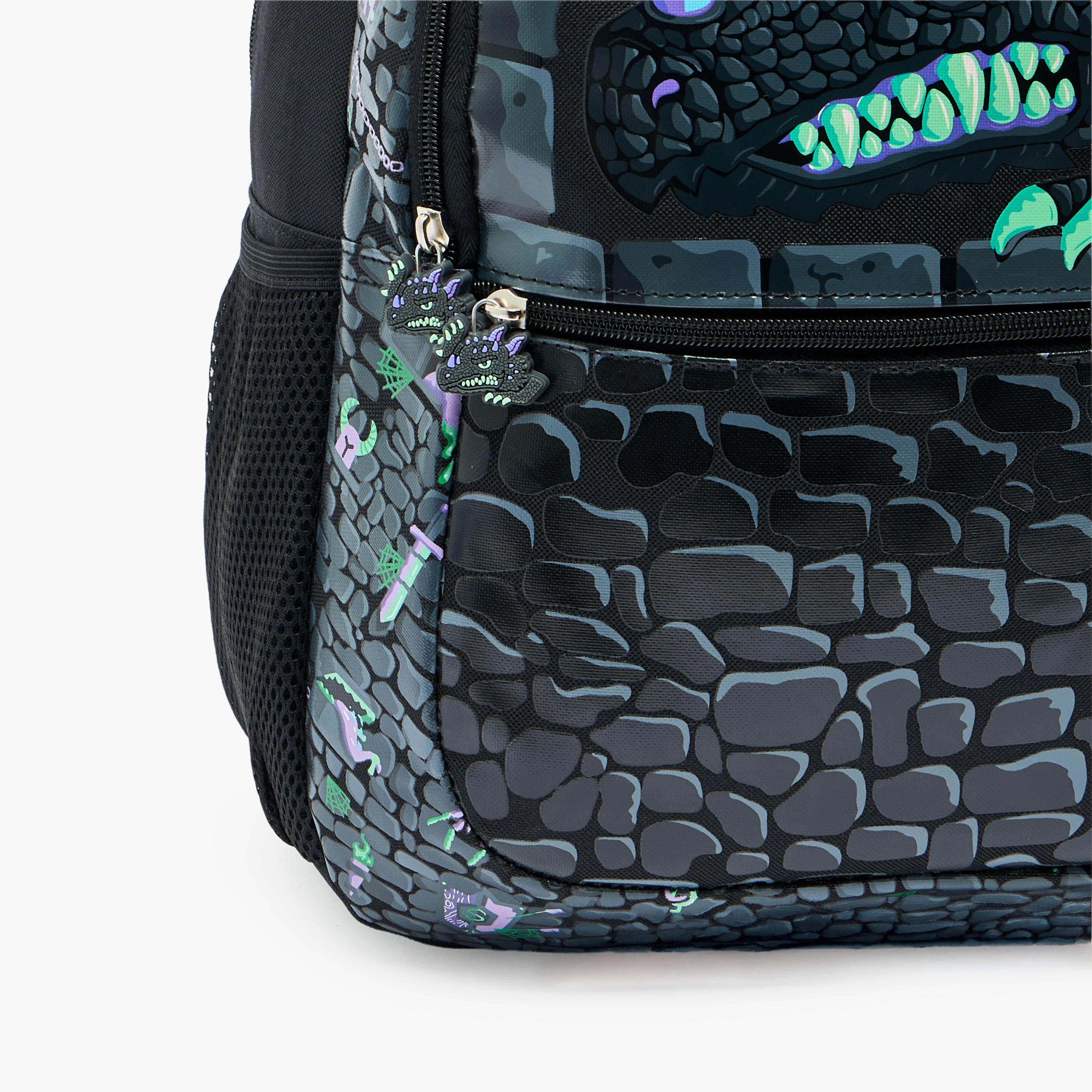 Dragon Print Backpack for Boys 8-13 Years with Padded Shoulder Straps - 17 inches-school-bagsandbackpacks-backpacks-image-5