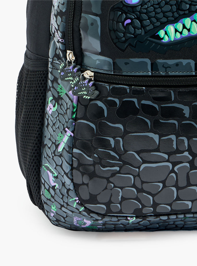 Dragon Print Backpack for Boys 8-13 Years with Padded Shoulder Straps - 17 inches-school-bagsandbackpacks-backpacks-image-5
