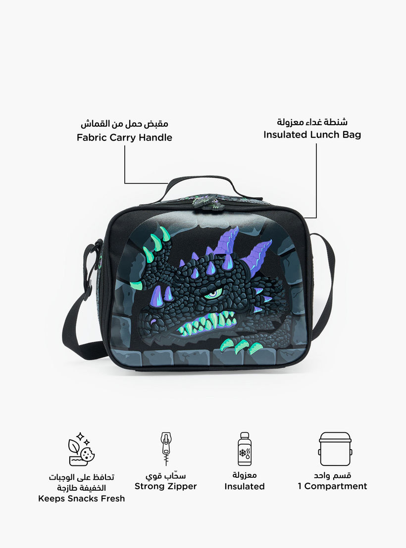 Dragon Print Lunch Bag for Boys 5-8 Years with Insulation-school-lunchessentials-lunchbags-image-2
