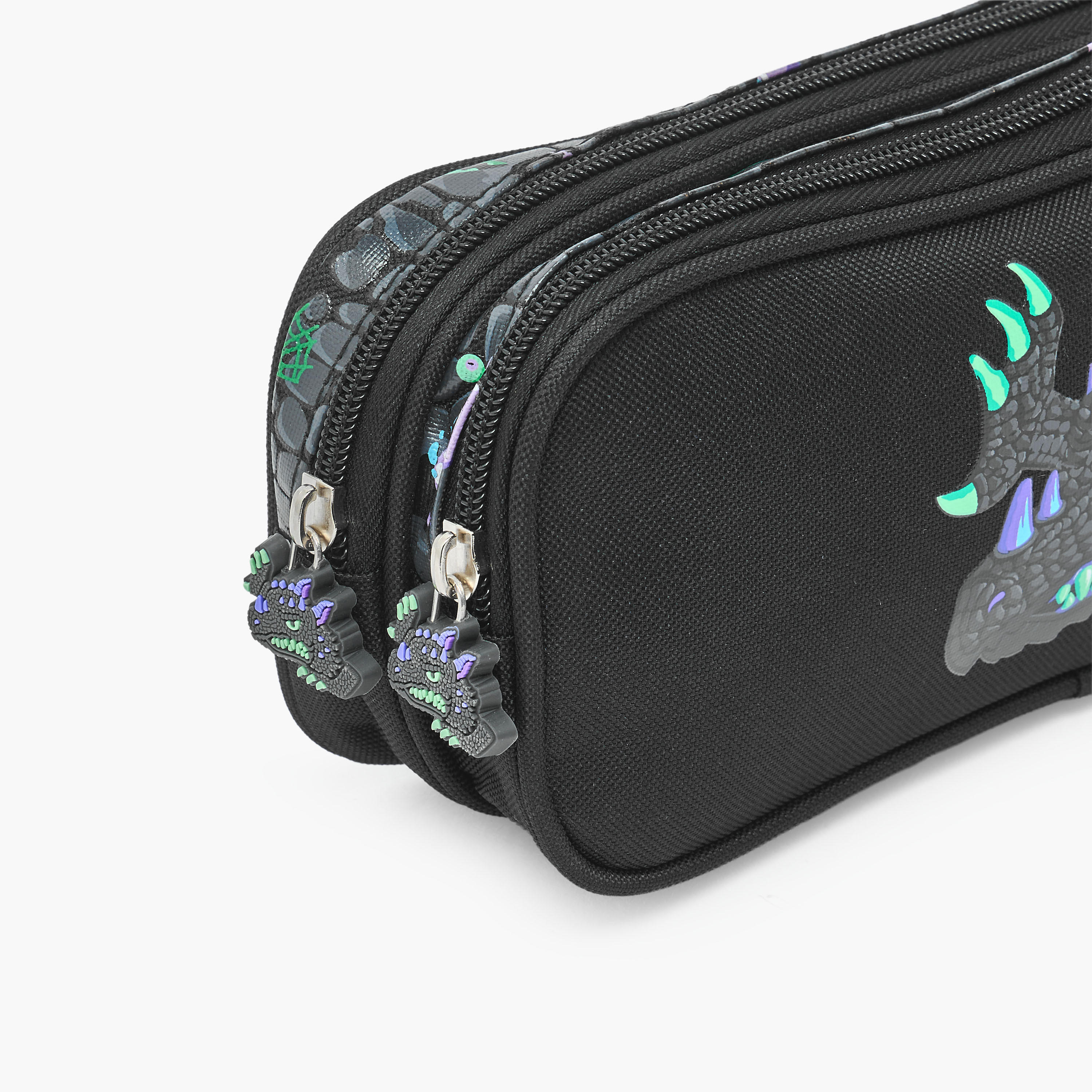 Dragon Print Pencil Pouch with 2 Compartments-school-stationery-pencilcases-image-5