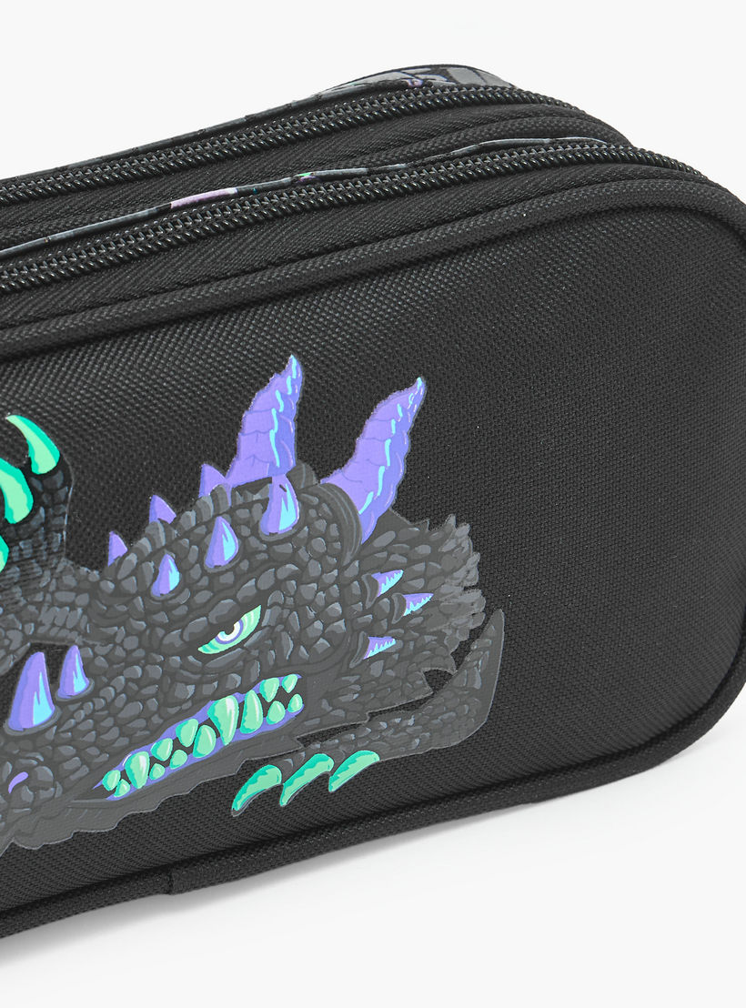 Dragon Print Pencil Pouch with 2 Compartments-school-stationery-pencilcases-image-6