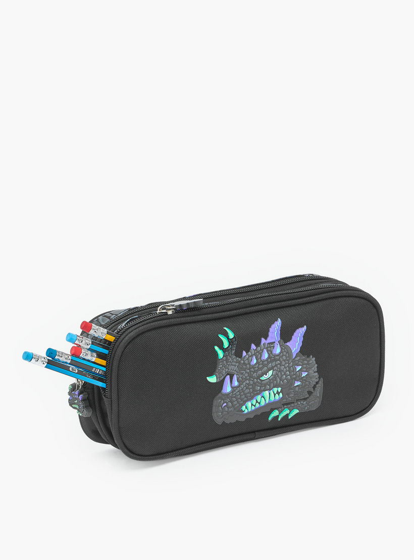 Dragon Print Pencil Pouch with 2 Compartments-school-stationery-pencilcases-image-7