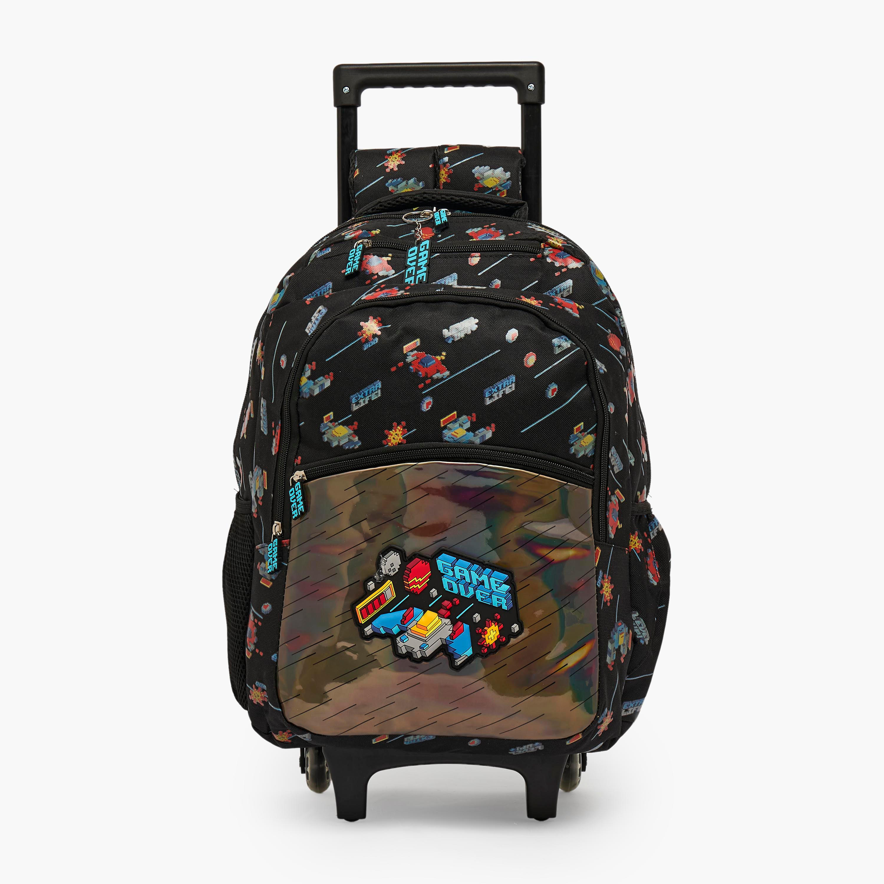 Game Print Trolley Bag for Boys 5-8 Years with Zip Closure - 17 inches-school-bagsandbackpacks-trolleybags-image-1