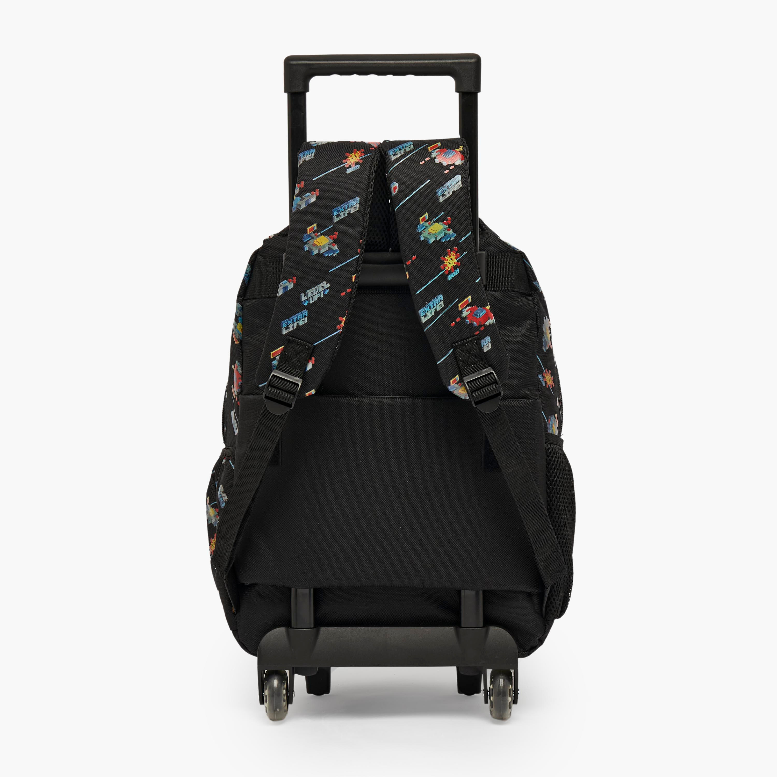 Game Print Trolley Bag for Boys 5-8 Years with Zip Closure - 17 inches-school-bagsandbackpacks-trolleybags-image-10
