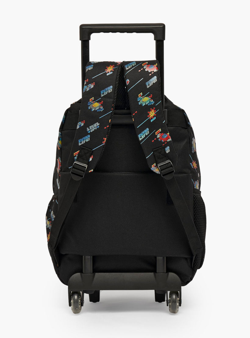 Game Print Trolley Bag for Boys 5-8 Years with Zip Closure - 17 inches-school-bagsandbackpacks-trolleybags-image-10