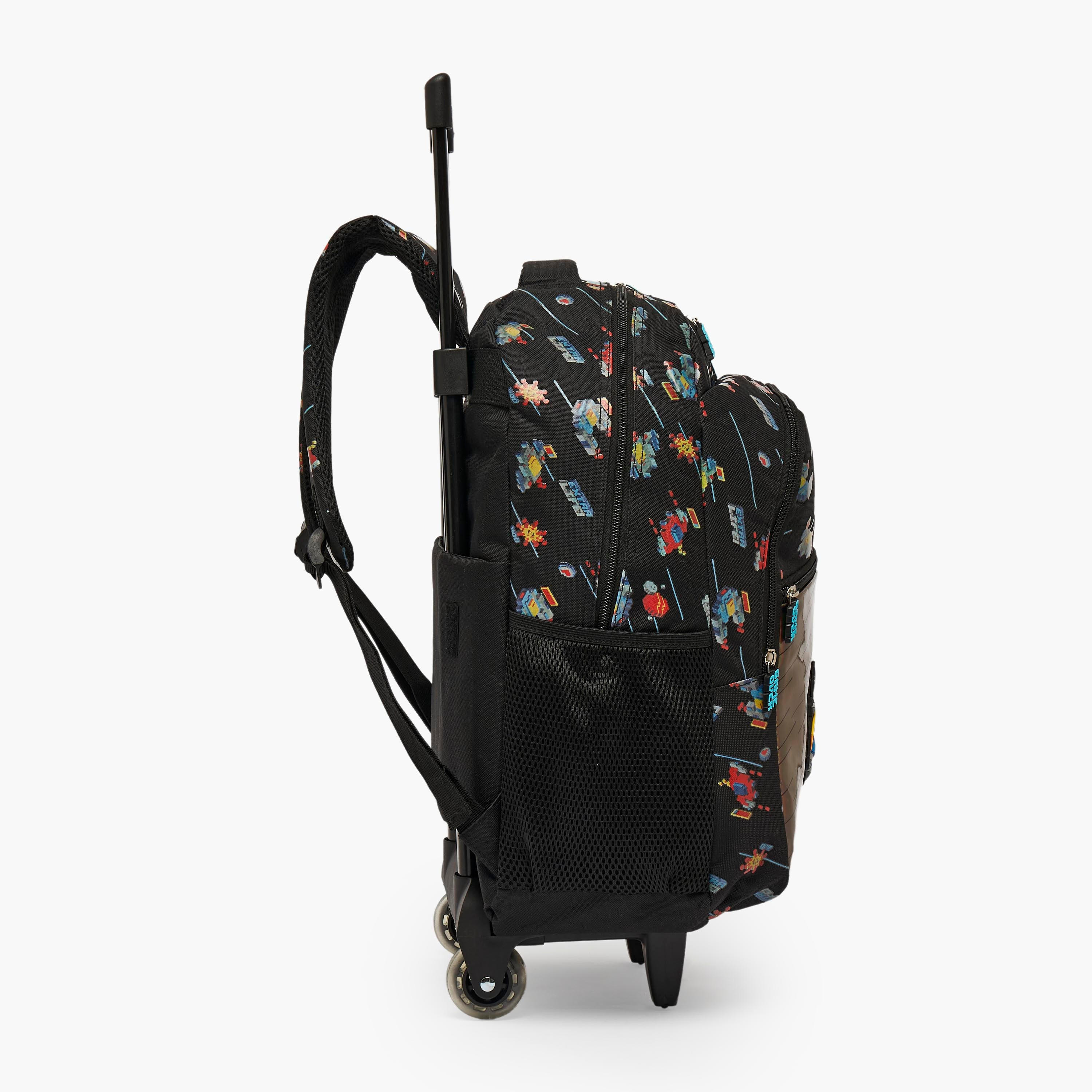 Game Print Trolley Bag for Boys 5-8 Years with Zip Closure - 17 inches-school-bagsandbackpacks-trolleybags-image-10