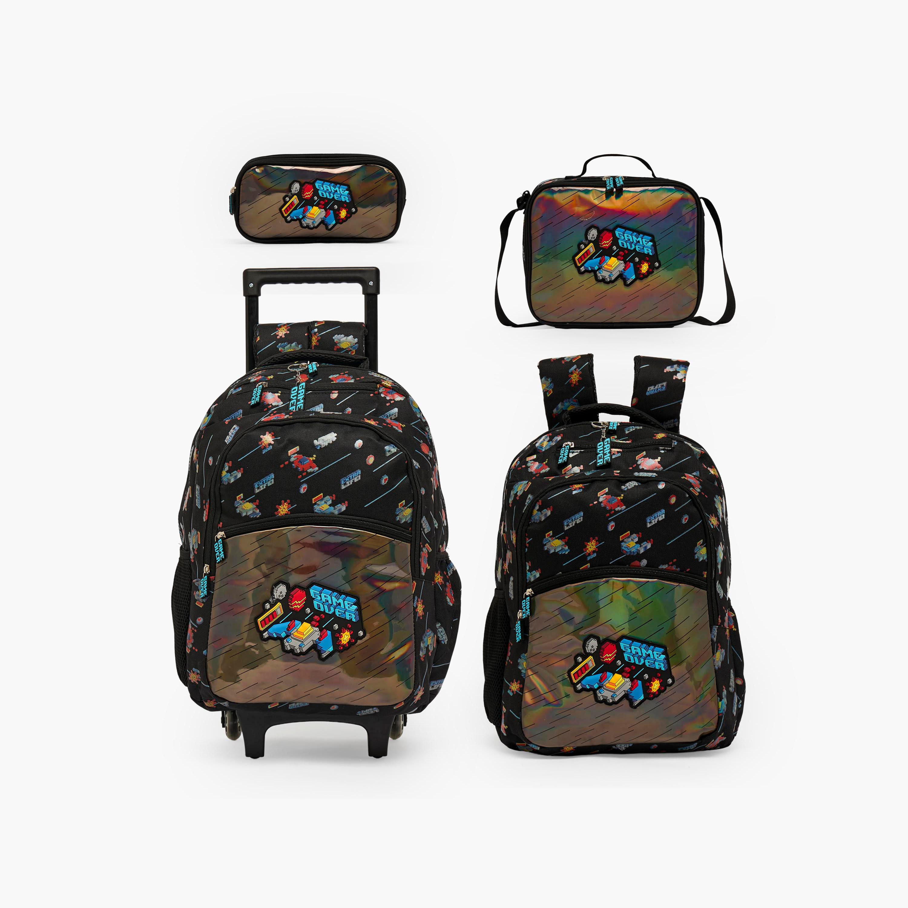 Game Print Trolley Bag for Boys 5-8 Years with Zip Closure - 17 inches-school-bagsandbackpacks-trolleybags-image-12