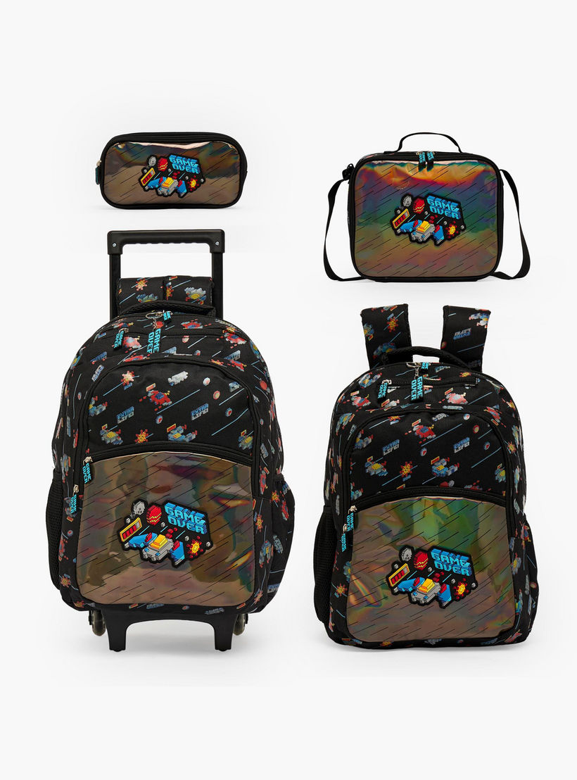 Game Print Trolley Bag for Boys 5-8 Years with Zip Closure - 17 inches-school-bagsandbackpacks-trolleybags-image-12