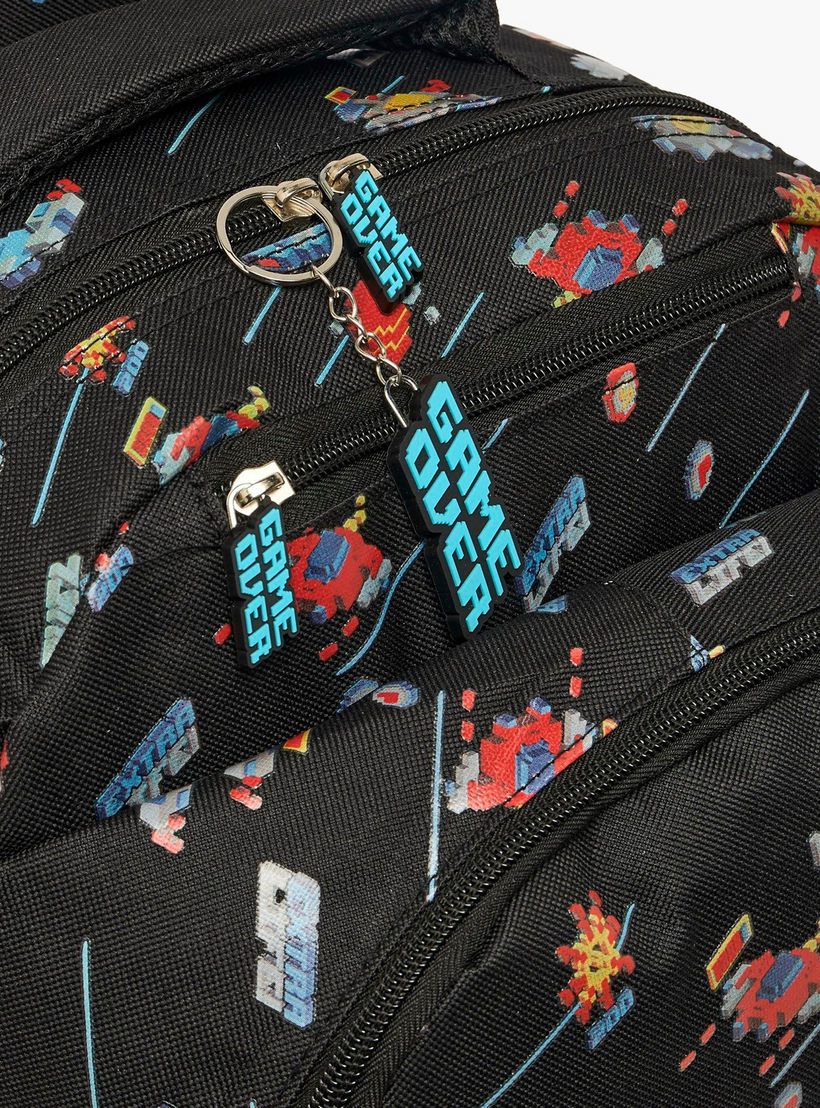 Game Print Trolley Bag for Boys 5-8 Years with Zip Closure - 17 inches-school-bagsandbackpacks-trolleybags-image-4