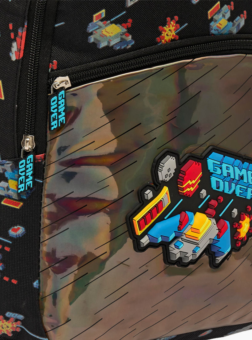 Game Print Trolley Bag for Boys 5-8 Years with Zip Closure - 17 inches-school-bagsandbackpacks-trolleybags-image-5