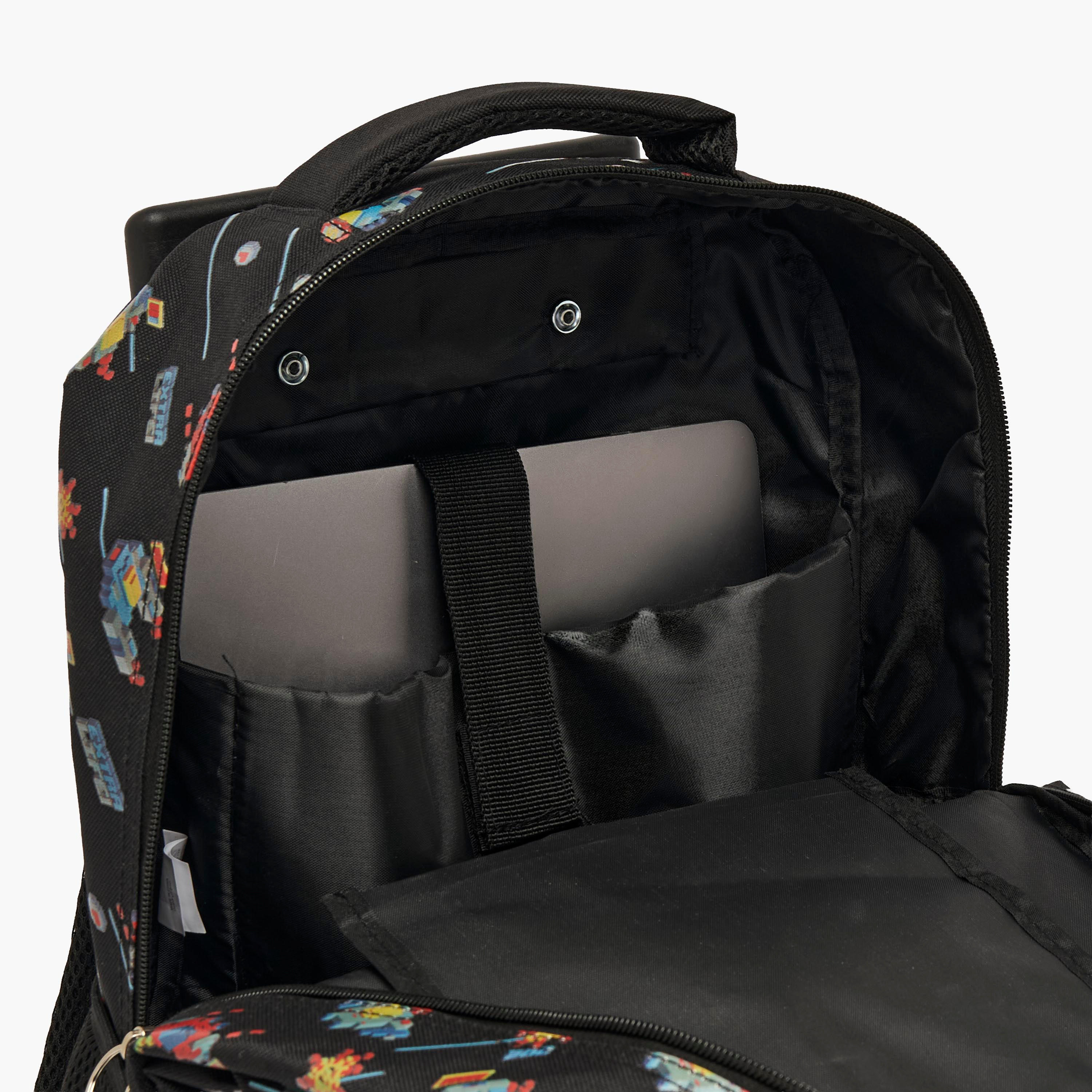 Game Print Trolley Bag for Boys 5-8 Years with Zip Closure - 17 inches-school-bagsandbackpacks-trolleybags-image-6