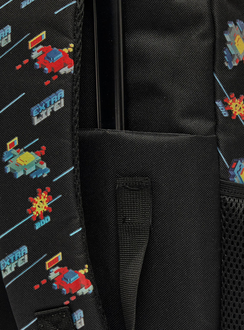 Game Print Trolley Bag for Boys 5-8 Years with Zip Closure - 17 inches-school-bagsandbackpacks-trolleybags-image-7