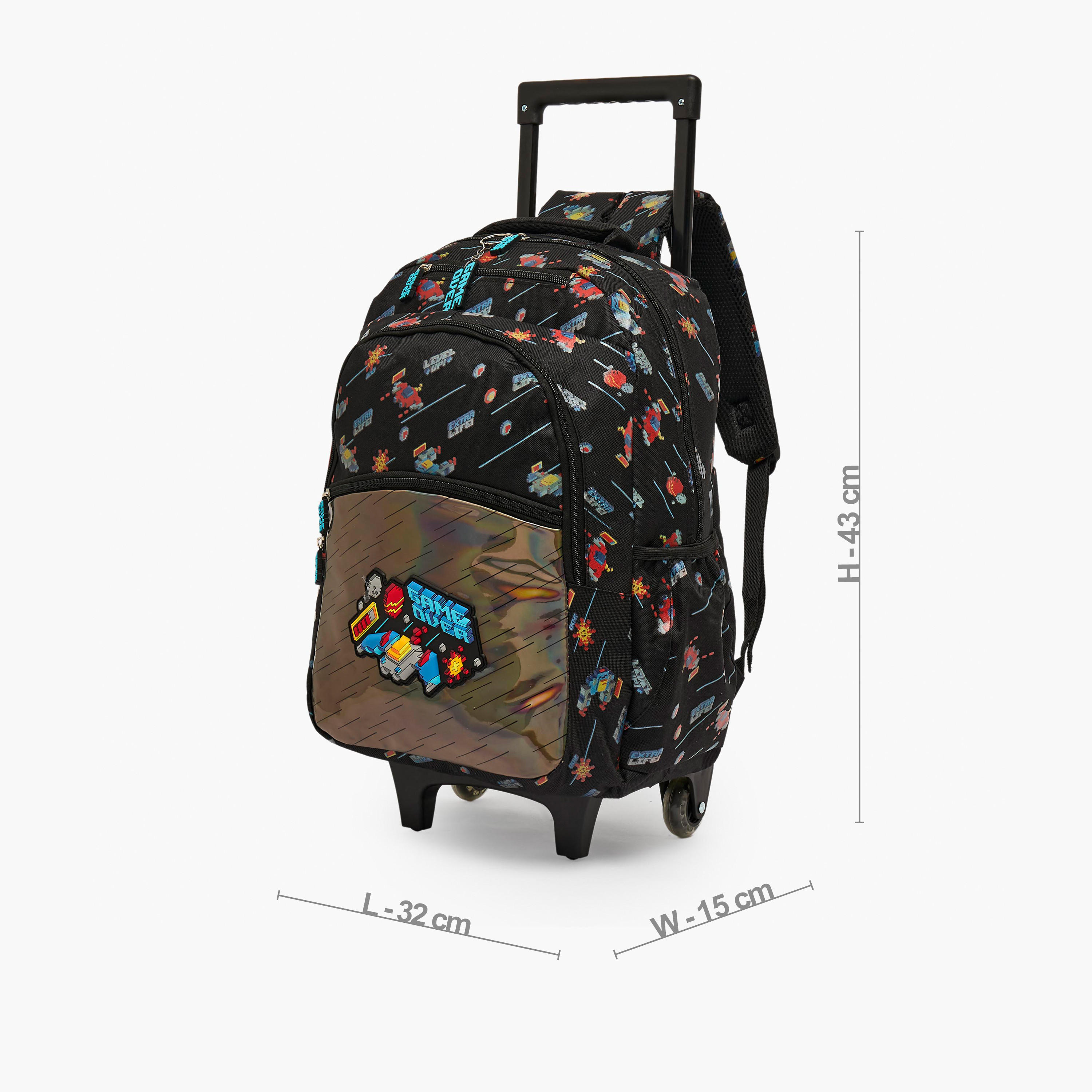 Game Print Trolley Bag for Boys 5-8 Years with Zip Closure - 17 inches-school-bagsandbackpacks-trolleybags-image-8
