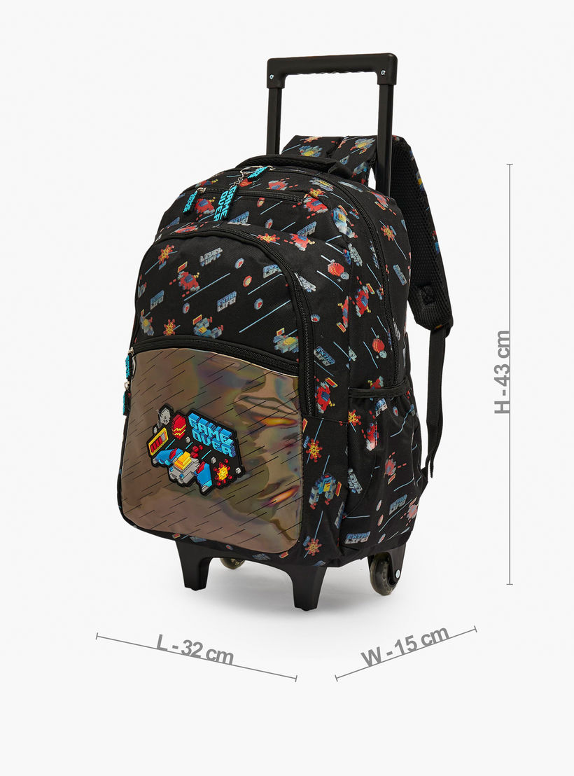 Game Print Trolley Bag for Boys 5-8 Years with Zip Closure - 17 inches-school-bagsandbackpacks-trolleybags-image-8