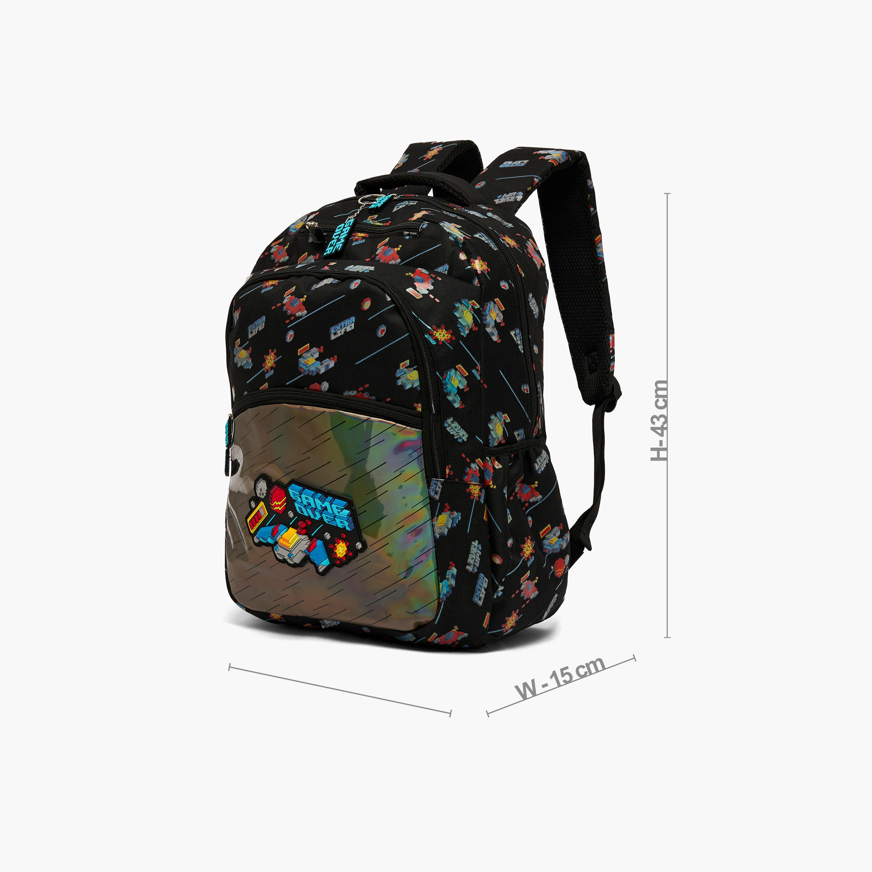 Game Print Backpack for Boys 8-13 Years with Padded Straps - 17 inches-school-bagsandbackpacks-backpacks-image-7