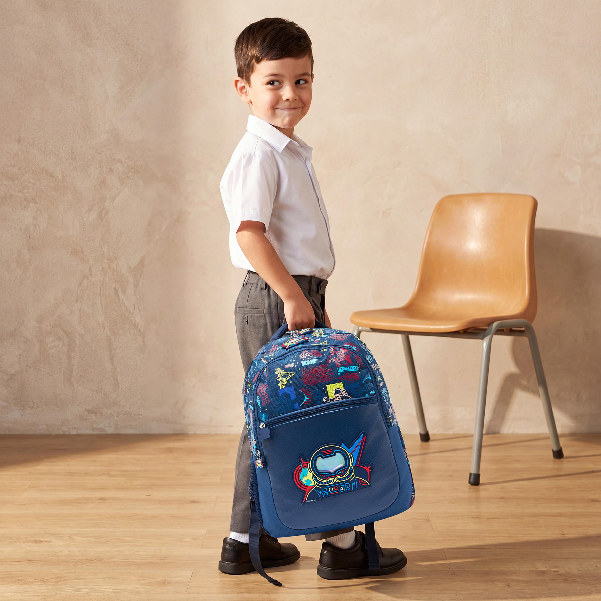 Space Print Backpack for Boys 8-13 Years with Padded Shoulder Straps - 17 inches-school-bagsandbackpacks-backpacks-image-3