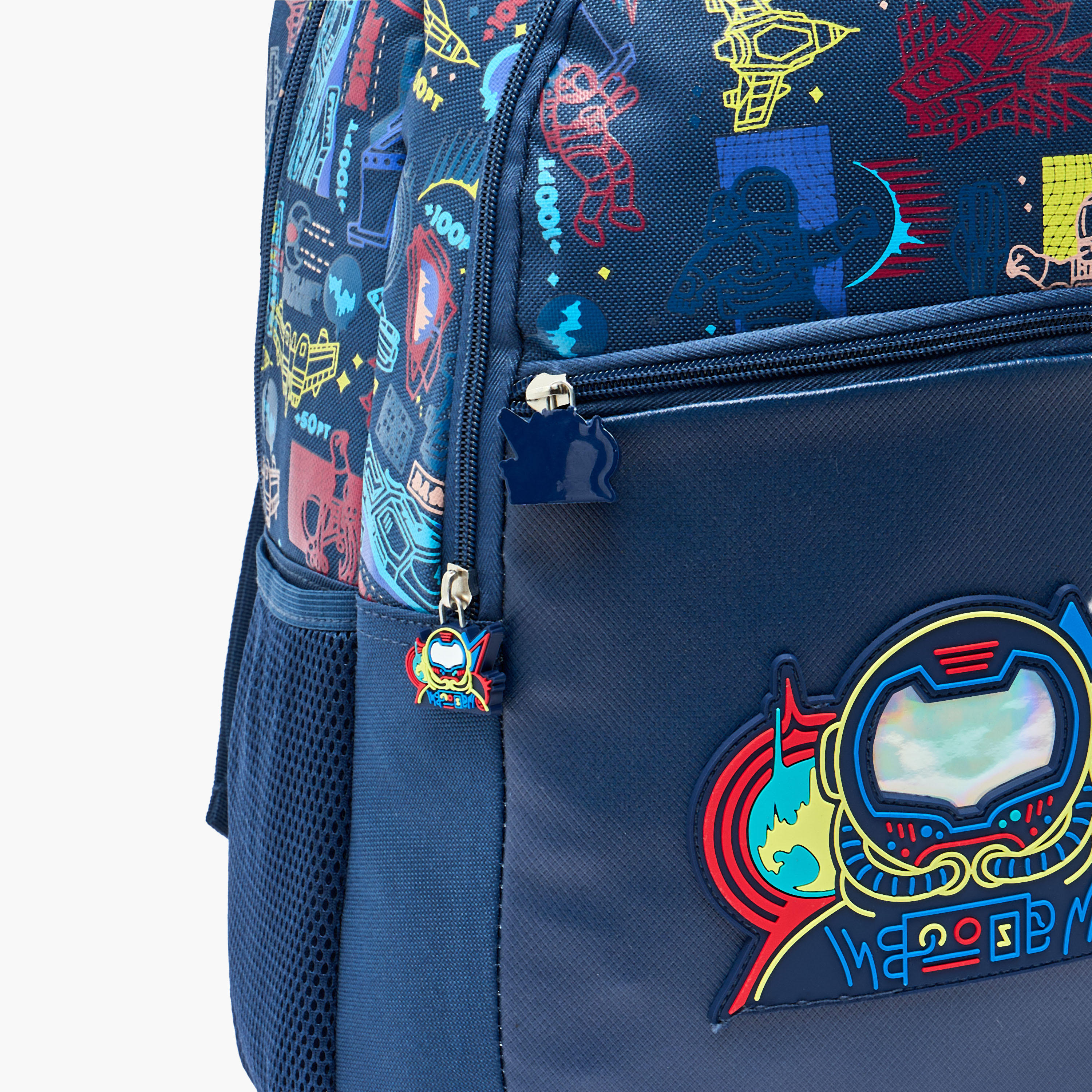 Space Print Backpack for Boys 8-13 Years with Padded Shoulder Straps - 17 inches-school-bagsandbackpacks-backpacks-image-4