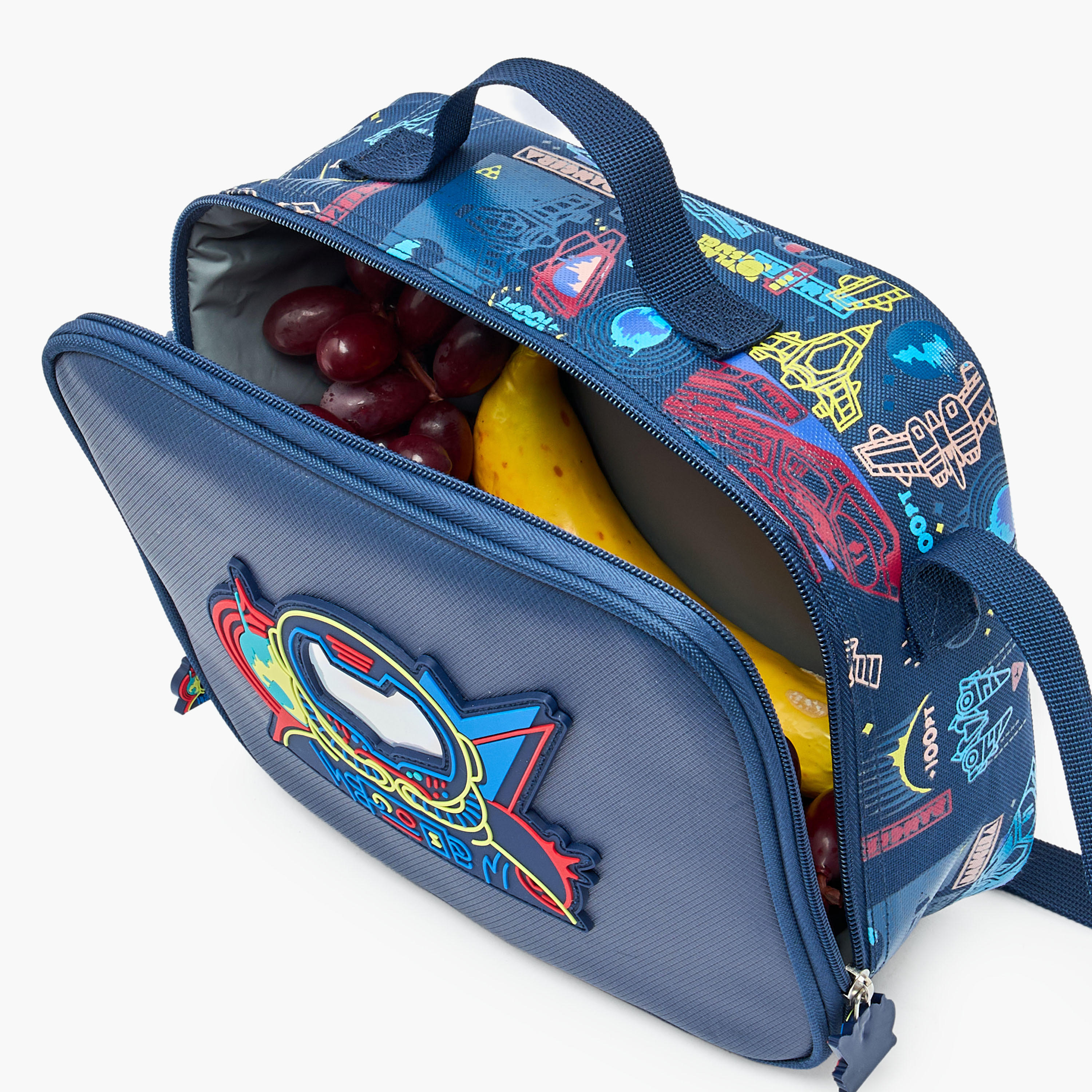 Astronaut Print Lunch Bag for Boys 5-8 Years with Adjustable Strap-school-lunchessentials-lunchbags-image-4