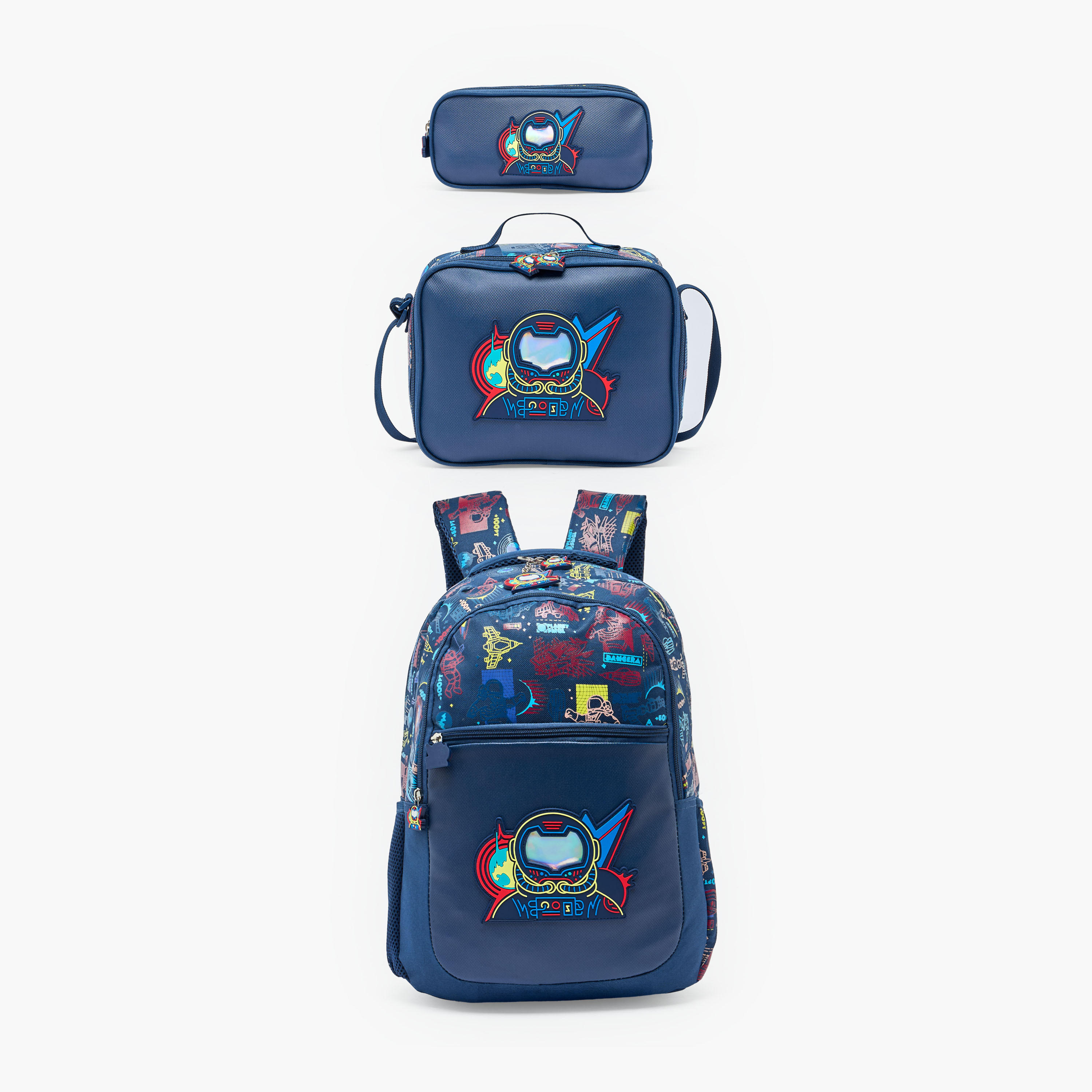 Astronaut Print Lunch Bag for Boys 5-8 Years with Adjustable Strap-school-lunchessentials-lunchbags-image-8