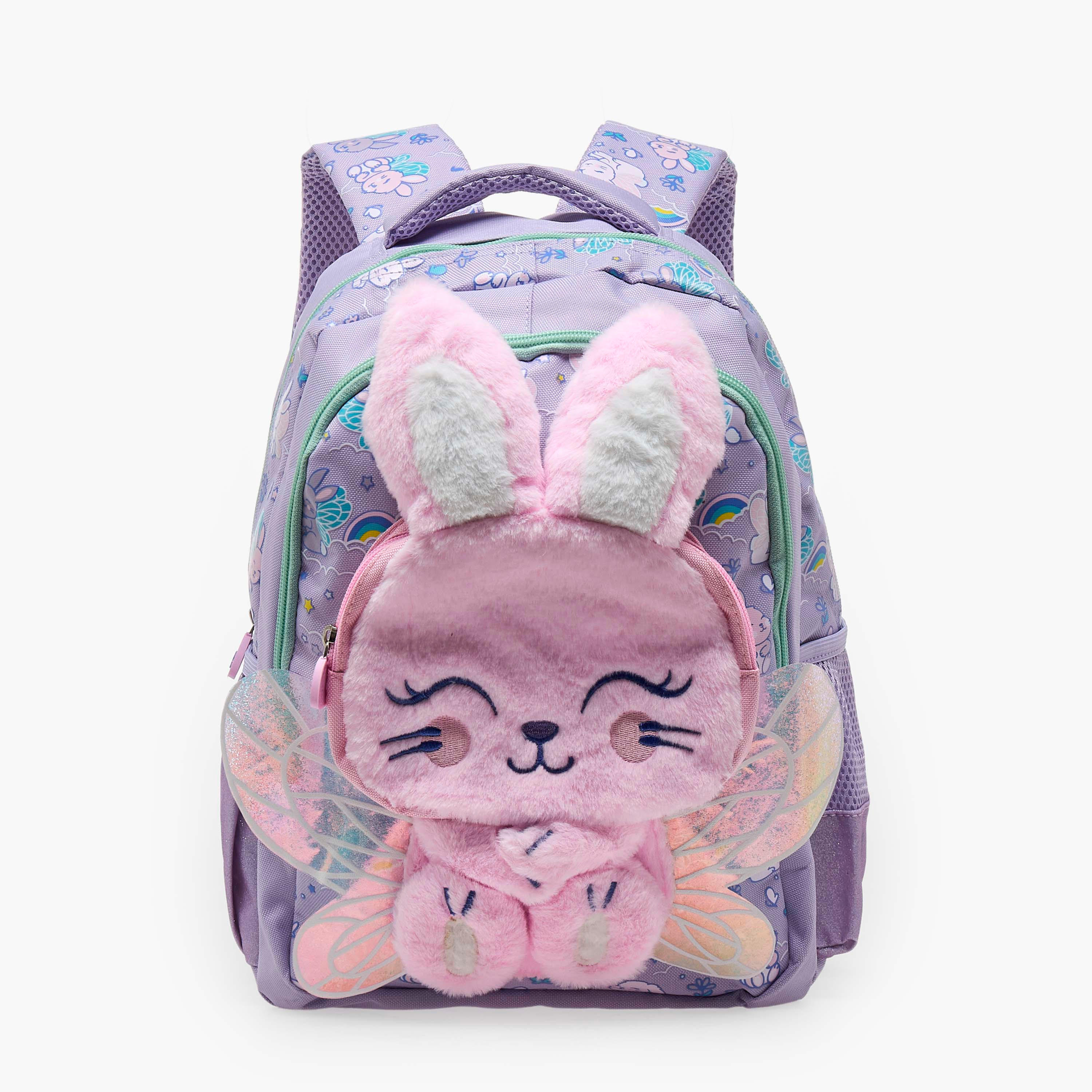 Bunny Applique Backpack for Girls 2-5 Years with Padded Straps - 14 inch-school-bagsandbackpacks-backpacks-image-1