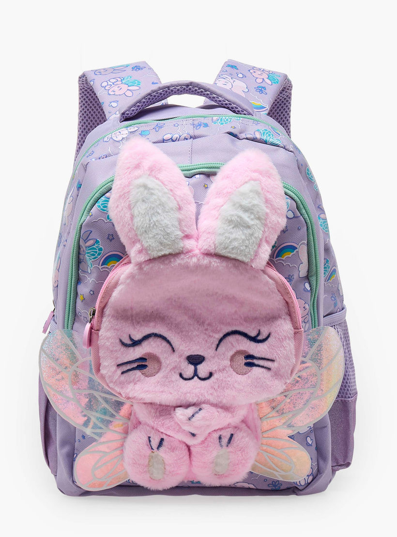 Bunny Applique Backpack for Girls 2-5 Years with Padded Straps - 14 inch-school-bagsandbackpacks-backpacks-image-1