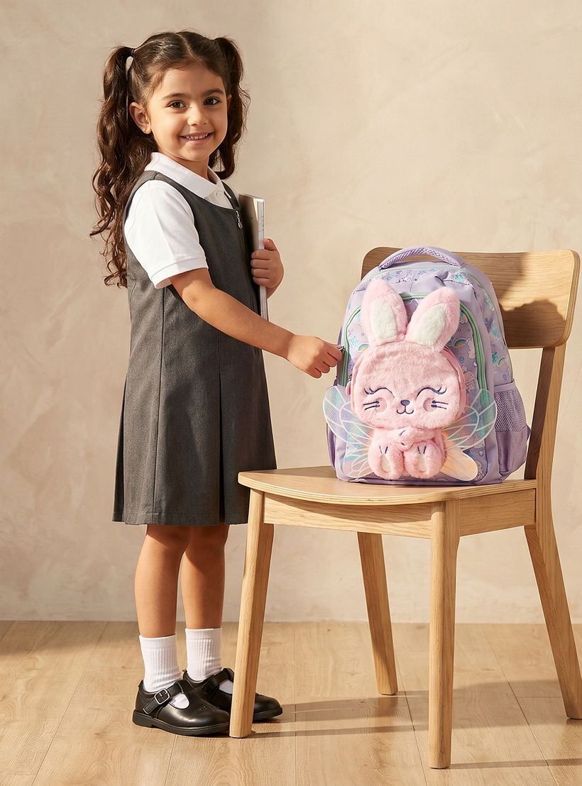 Bunny Applique Backpack for Girls 2-5 Years with Padded Straps - 14 inch-school-bagsandbackpacks-backpacks-image-3