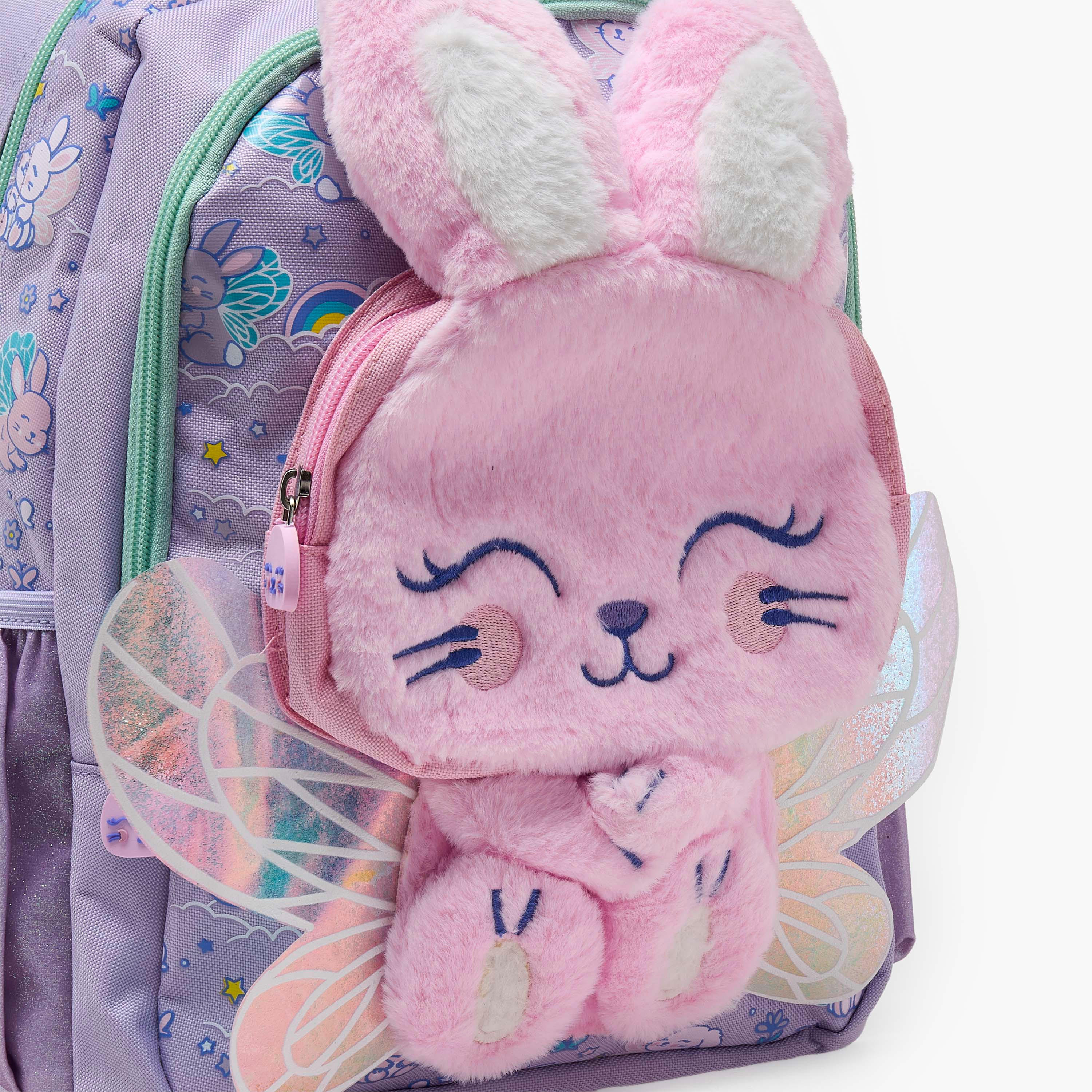 Bunny Applique Backpack for Girls 2-5 Years with Padded Straps - 14 inch-school-bagsandbackpacks-backpacks-image-5