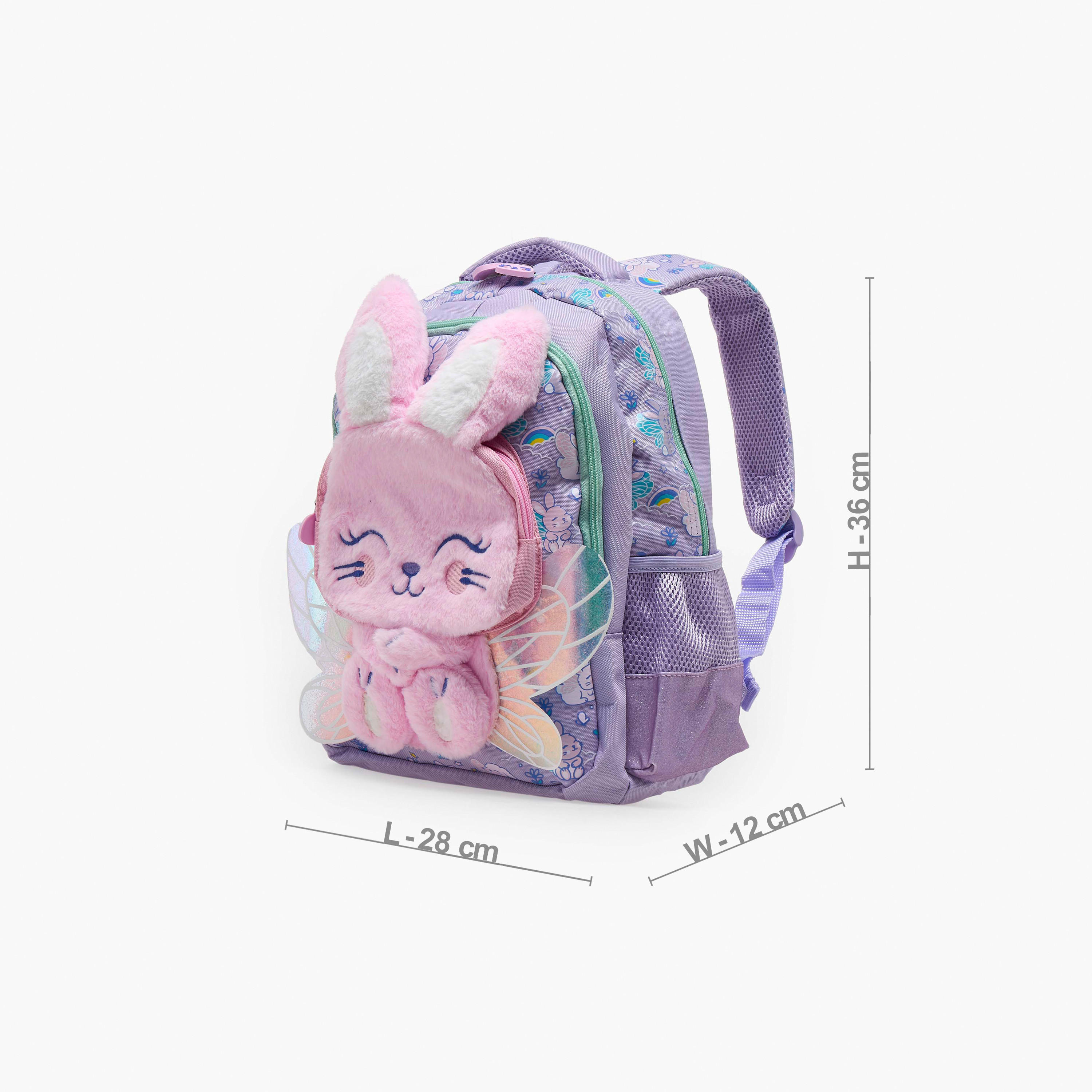 Bunny Applique Backpack for Girls 2-5 Years with Padded Straps - 14 inch-school-bagsandbackpacks-backpacks-image-7