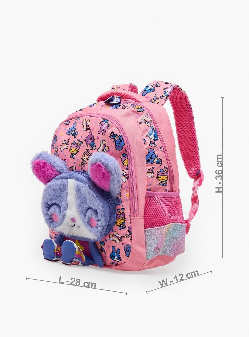شنطة ظهر بطبعات أرنب وحمالات كتف مبطنة 2-5 سنوات للبنات - 14 بوصة-school-bagsandbackpacks-backpacks-image-7