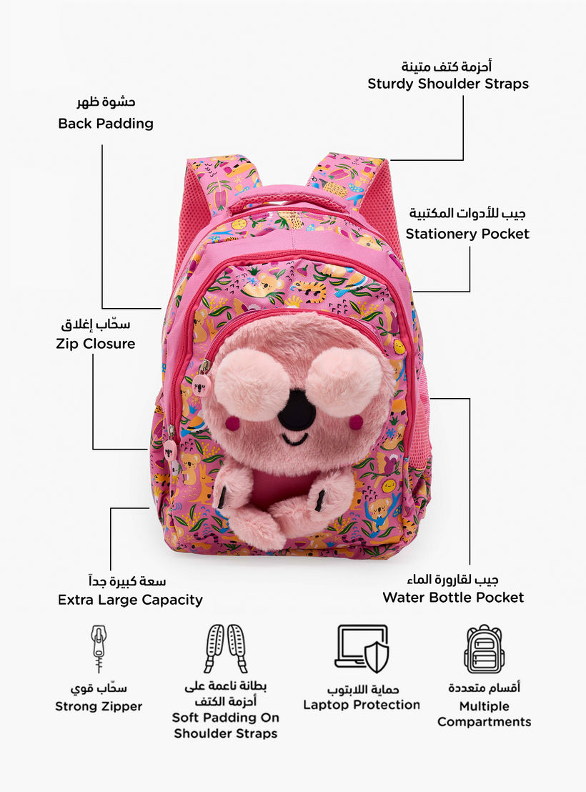 Koala Print Backpack for Girls 2-5 Years with Padded Straps - 14 inch-school-bagsandbackpacks-backpacks-image-2