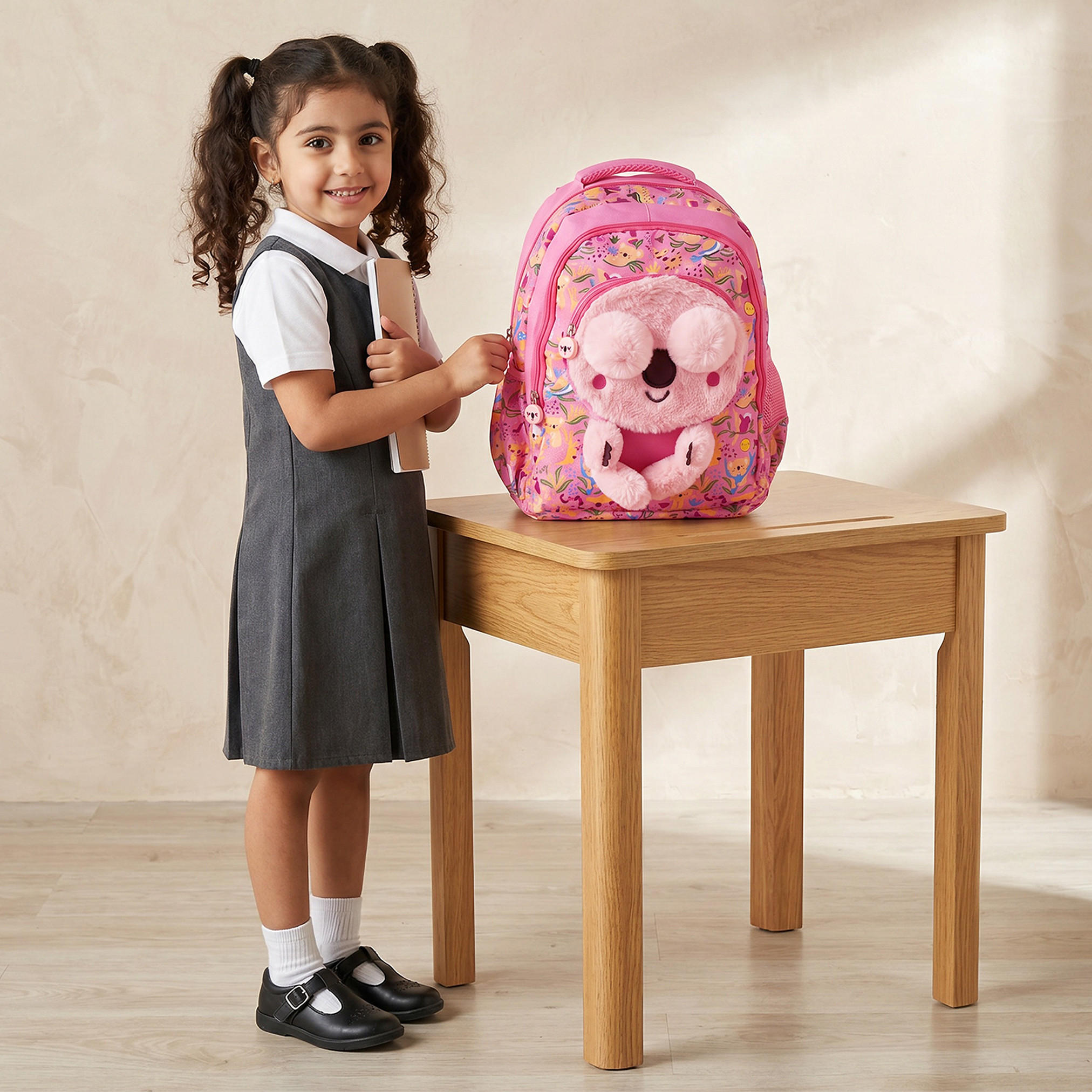 Koala Print Backpack for Girls 2-5 Years with Padded Straps - 14 inch-school-bagsandbackpacks-backpacks-image-3