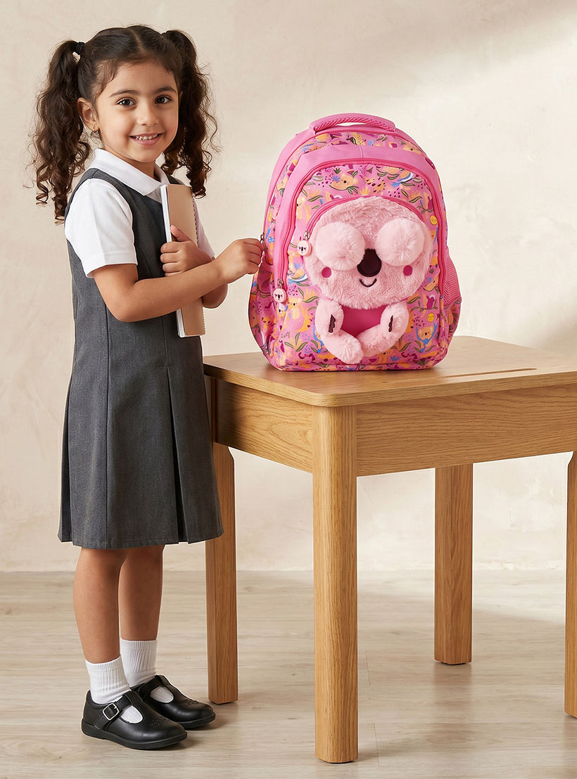 Koala Print Backpack for Girls 2-5 Years with Padded Straps - 14 inch-school-bagsandbackpacks-backpacks-image-3