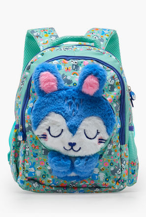 شنطة ظهر بسحاب إغلاق ودمية أرنب للبنات بعمر 2-5 سنوات - 14 بوصة-school-bagsandbackpacks-image-1