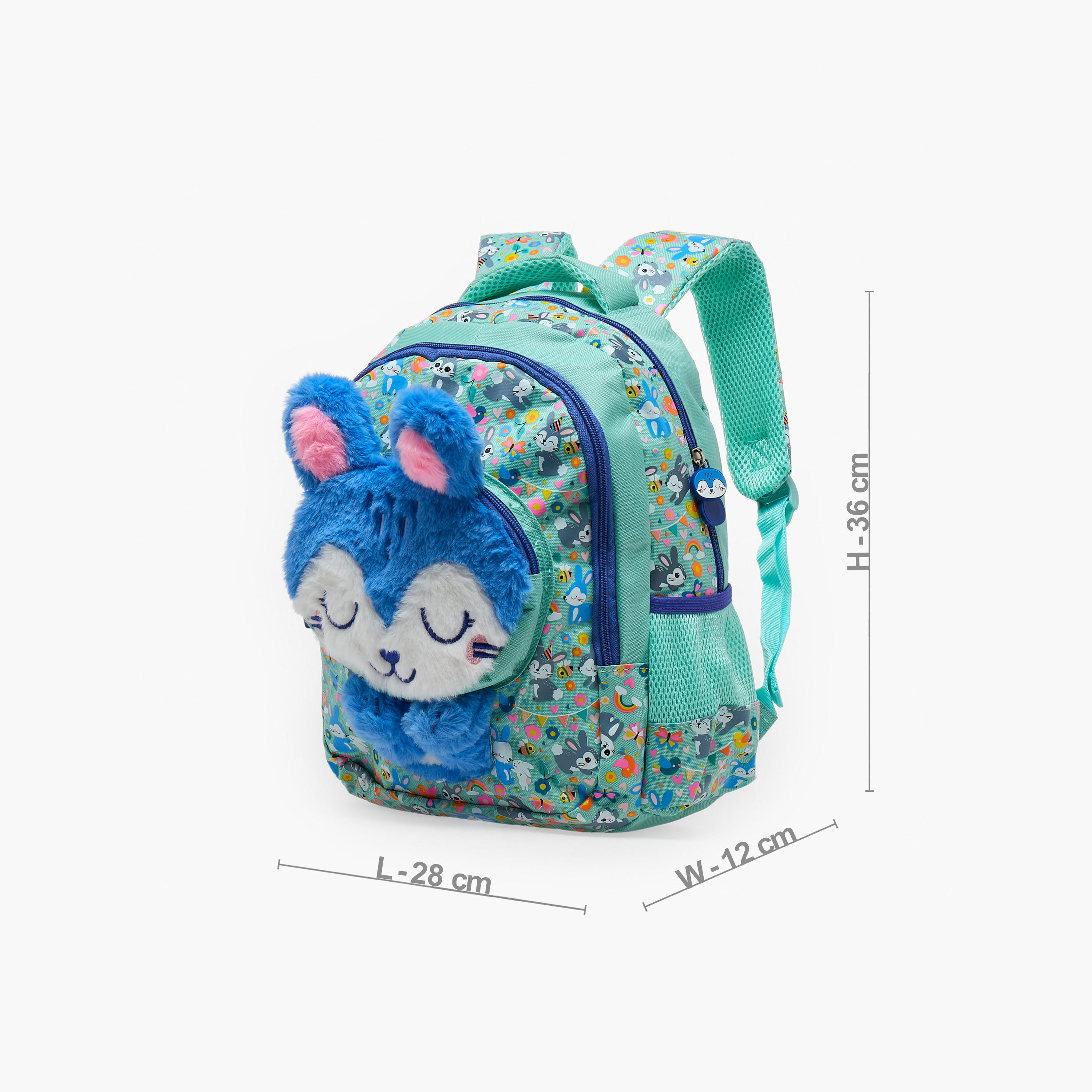 شنطة ظهر بسحاب إغلاق ودمية أرنب للبنات بعمر 2-5 سنوات - 14 بوصة-school-bagsandbackpacks-backpacks-image-7