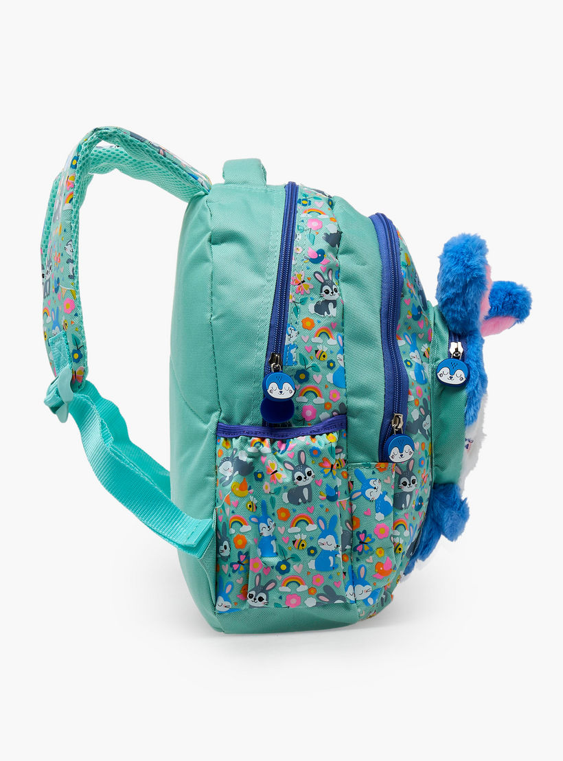 شنطة ظهر بسحاب إغلاق ودمية أرنب للبنات بعمر 2-5 سنوات - 14 بوصة-school-bagsandbackpacks-backpacks-image-8