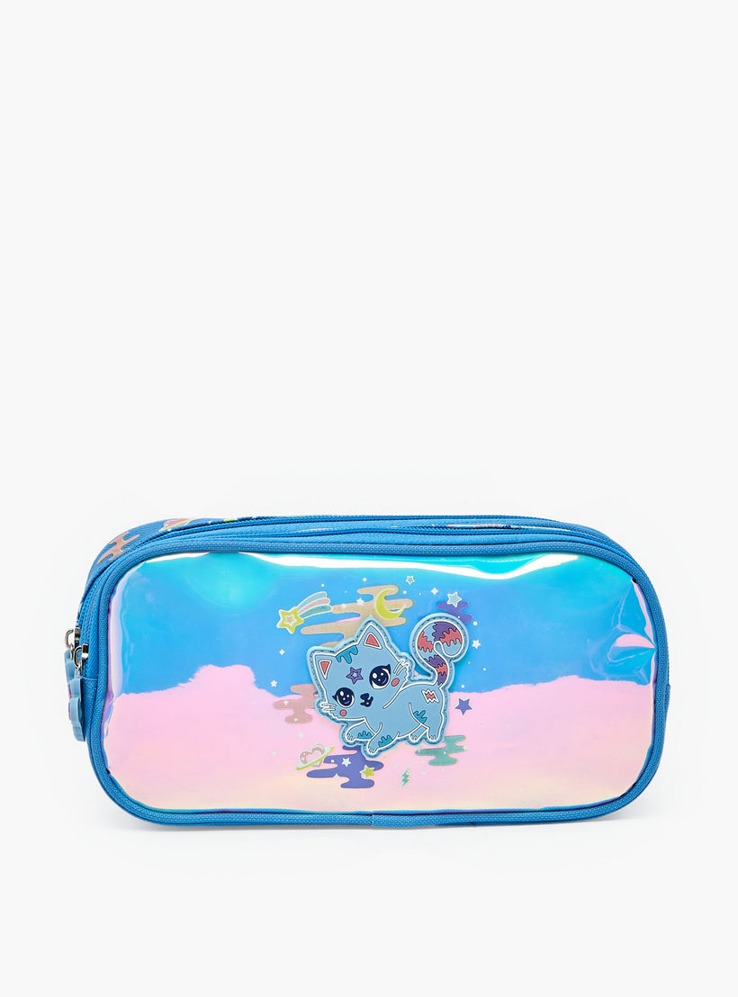 Cat Accent Pencil Pouch with 2 Compartments-school-stationery-pencilcases-image-1