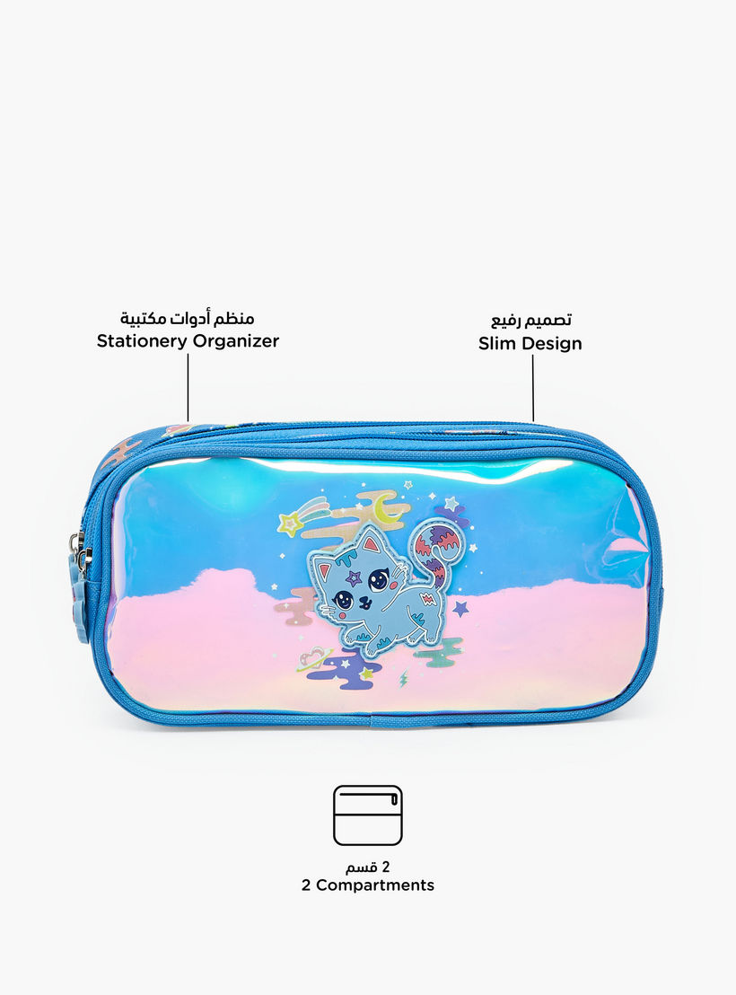 Cat Accent Pencil Pouch with 2 Compartments-school-stationery-pencilcases-image-2