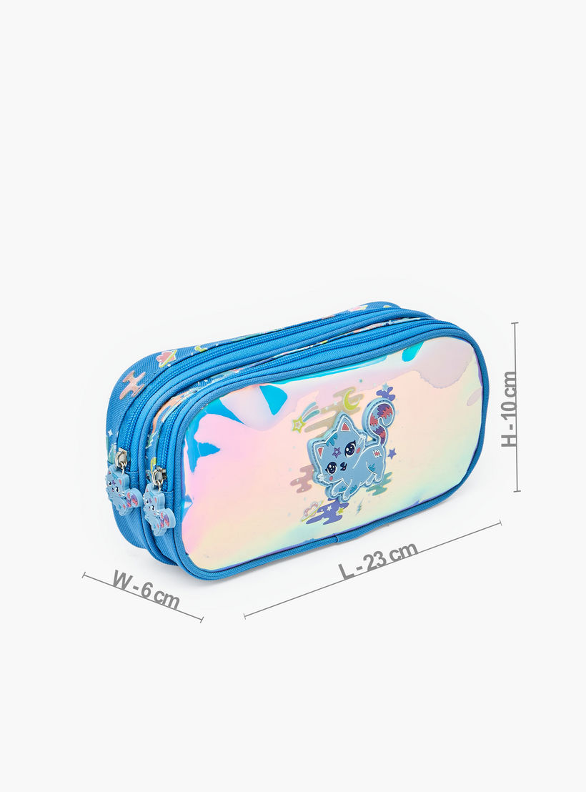 Cat Accent Pencil Pouch with 2 Compartments-school-stationery-pencilcases-image-4