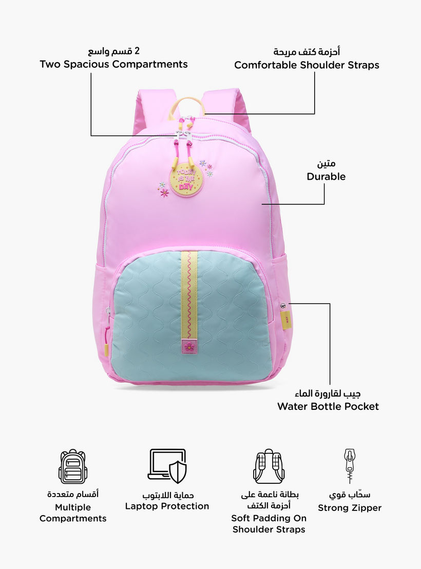 شنطة ظهر بزخارف شعار للبنات بعمر 8 إلى 13 سنة مع جيب لقارورة الماء من مايفير - 17 بوصة-school-bagsandbackpacks-backpacks-image-2