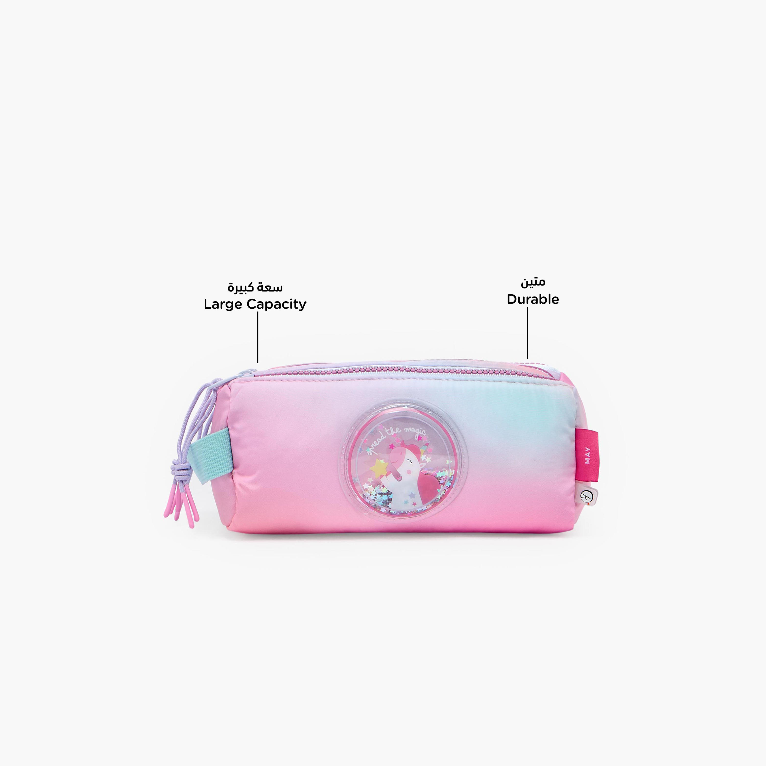 Mayfair Unicorn Ombre Pencil Pouch with 3 Compartments-school-stationery-pencilcases-image-2