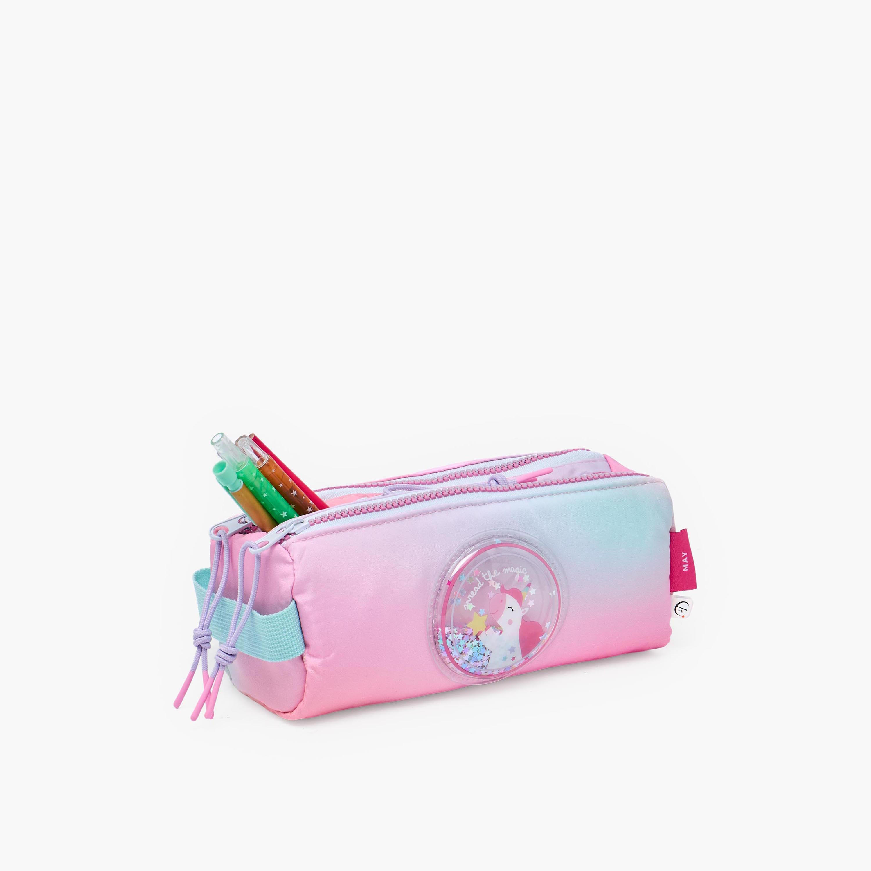 Mayfair Unicorn Ombre Pencil Pouch with 3 Compartments-school-stationery-pencilcases-image-3