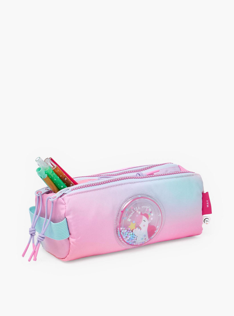 Mayfair Unicorn Ombre Pencil Pouch with 3 Compartments-school-stationery-pencilcases-image-3