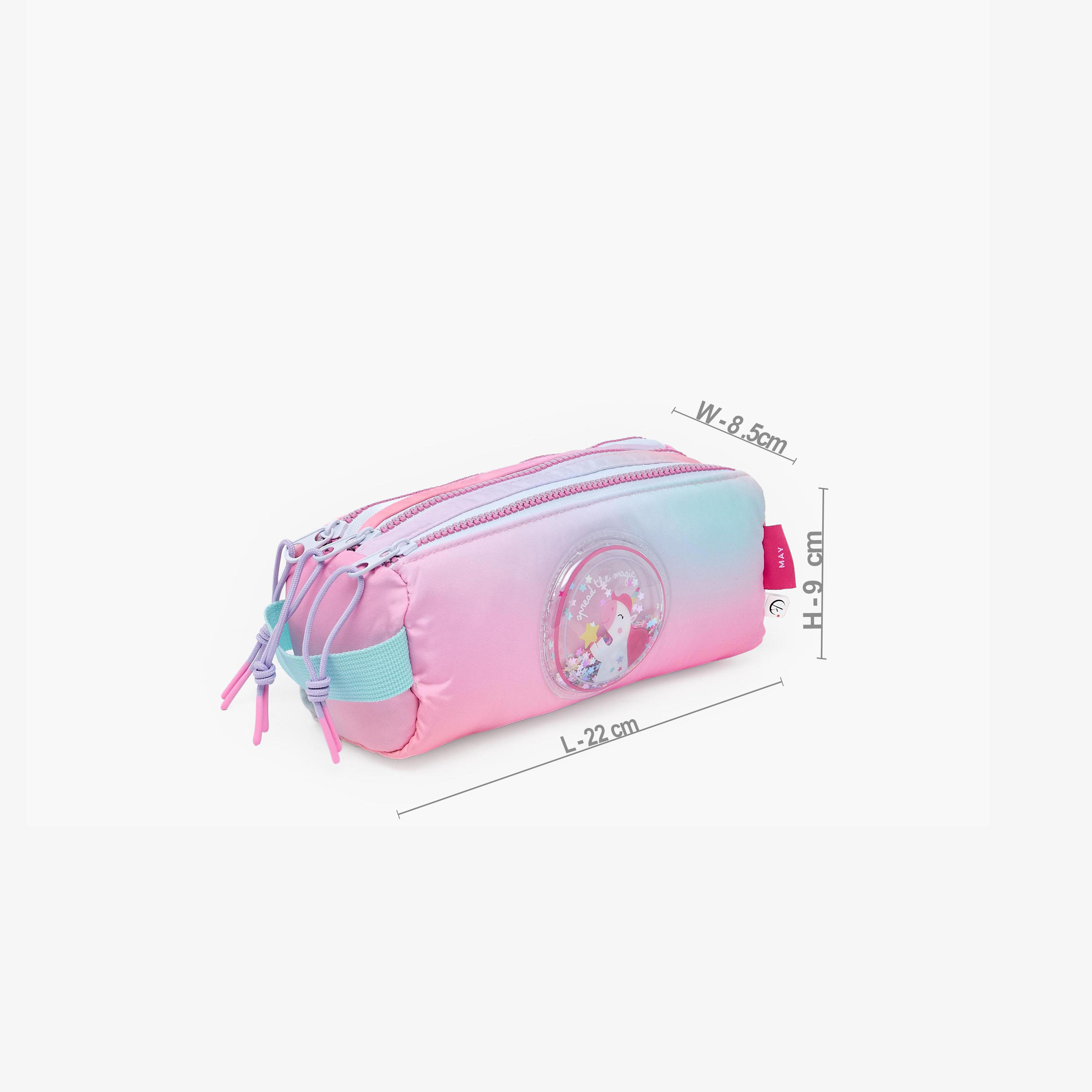 Mayfair Unicorn Ombre Pencil Pouch with 3 Compartments-school-stationery-pencilcases-image-4