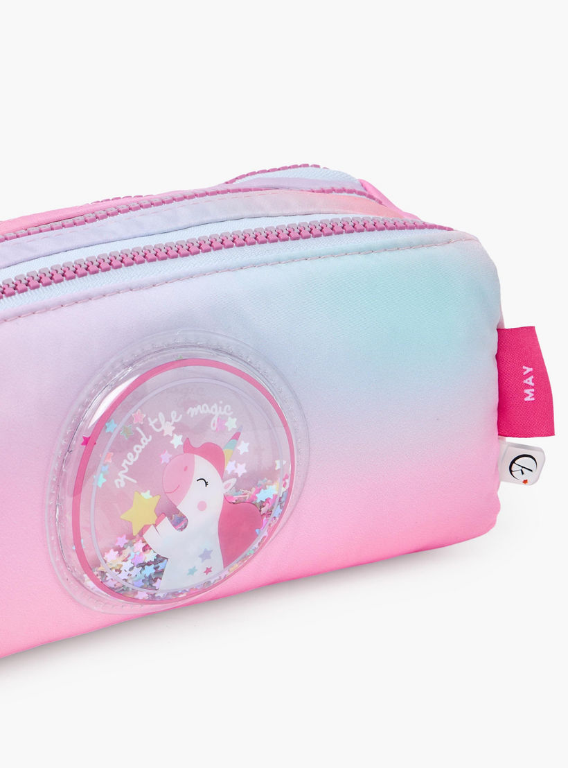 Mayfair Unicorn Ombre Pencil Pouch with 3 Compartments-school-stationery-pencilcases-image-7