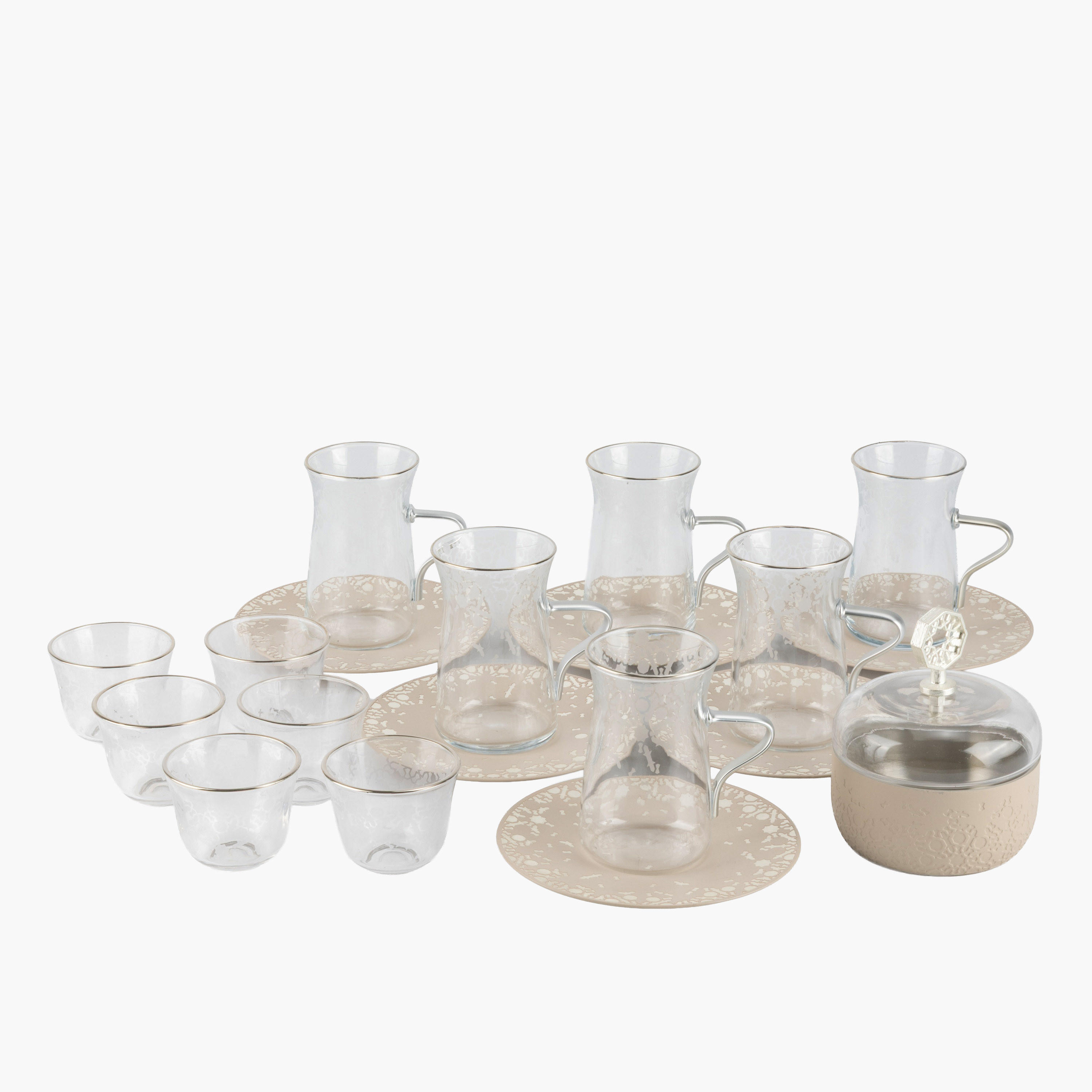 Patterned Glass Tea Cup Set-household-dining-teaandcoffee-teaandcoffeesets-image-2