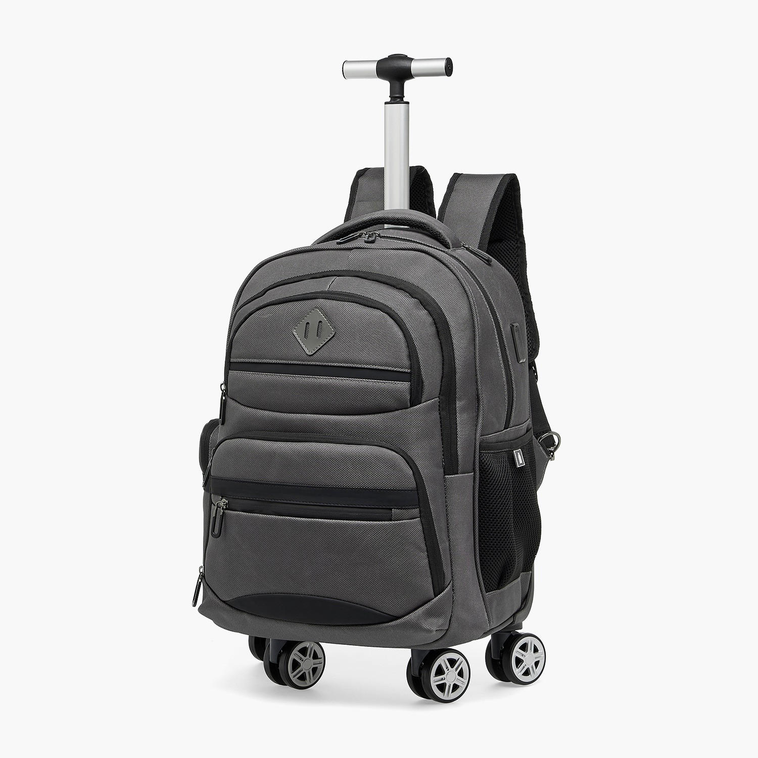 Solid Trolley Backpack for Boys 8-13 Years with Retractable Handle - 18 inches-school-bagsandbackpacks-trolleybags-image-8