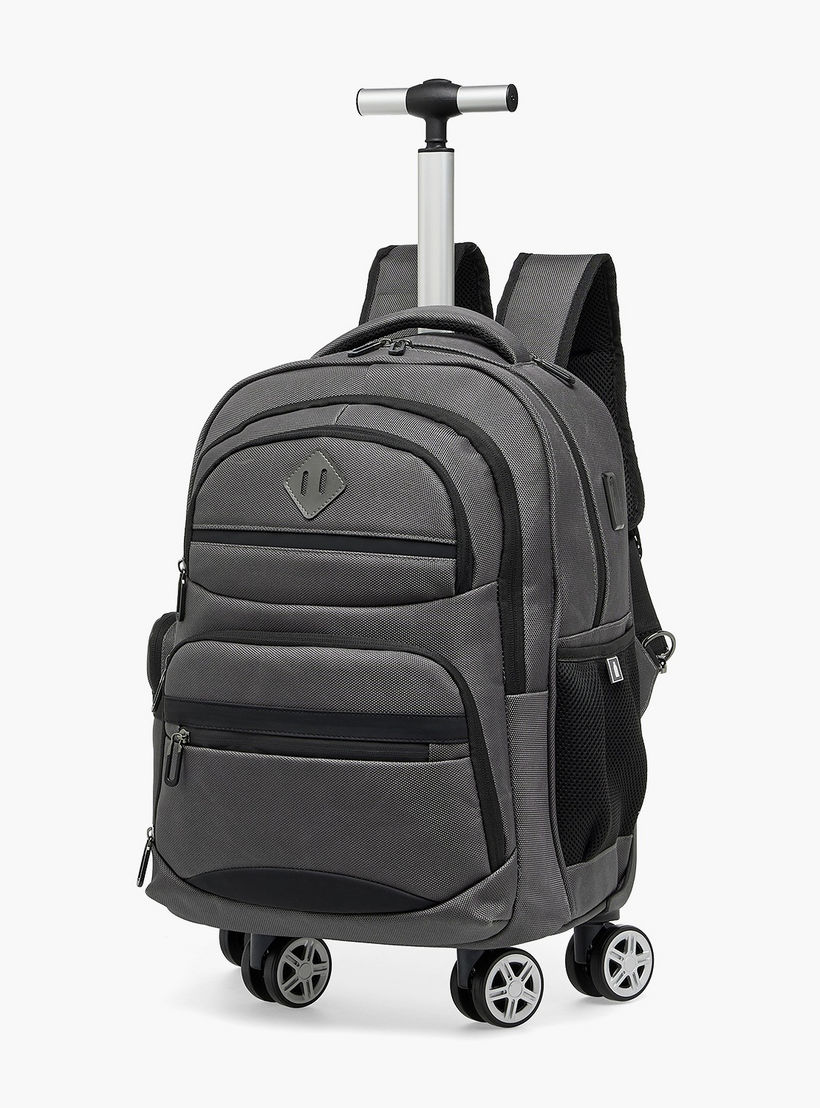 Solid Trolley Backpack for Boys 8-13 Years with Retractable Handle - 18 inches-school-bagsandbackpacks-trolleybags-image-8
