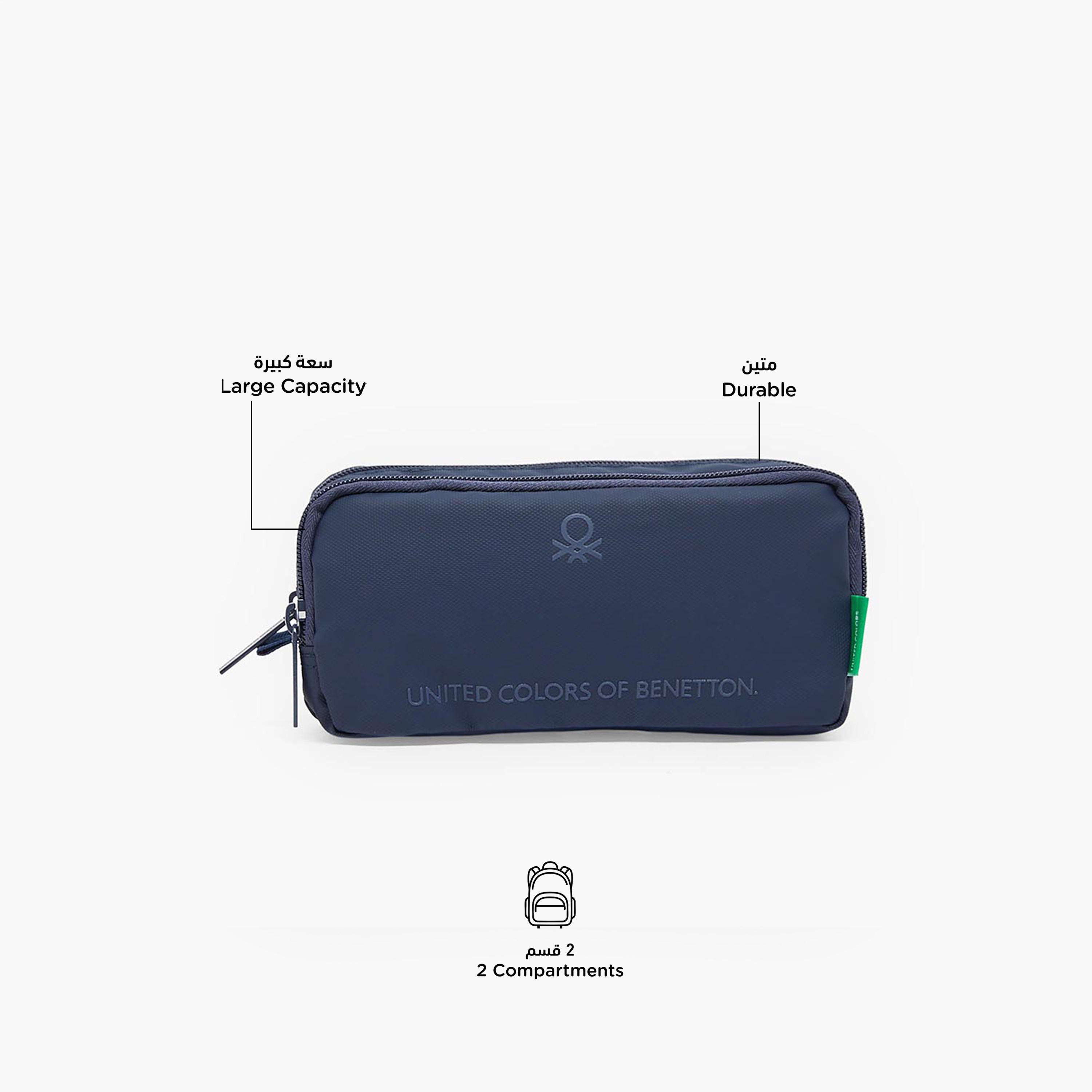 United Colors of Benetton Logo Print Pencil Pouch with 2 Compartments-school-stationery-pencilcases-image-2