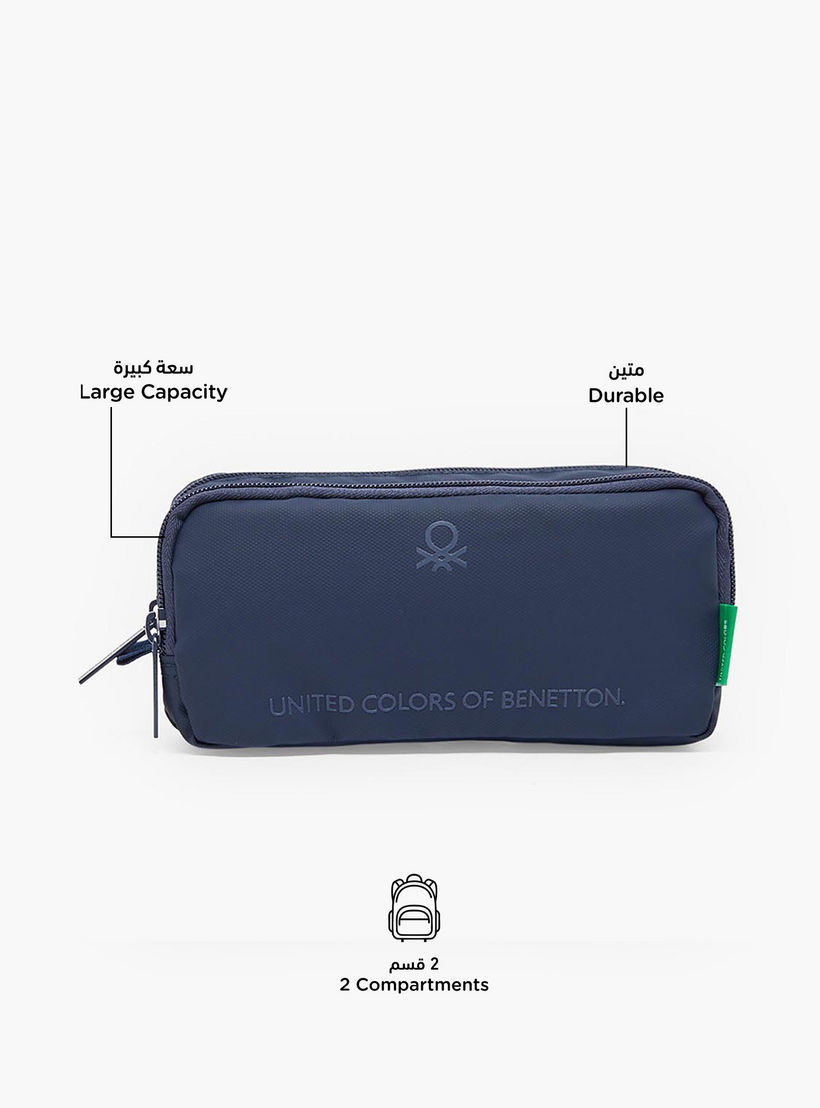 United Colors of Benetton Logo Print Pencil Pouch with 2 Compartments-school-stationery-pencilcases-image-2
